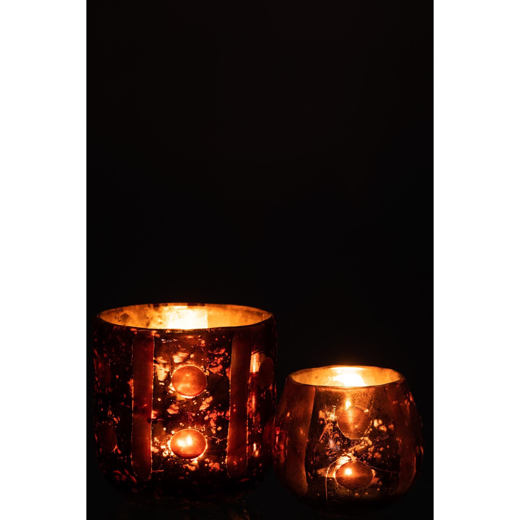 J-Line windlicht Coconut Cylinder - glas - bruin