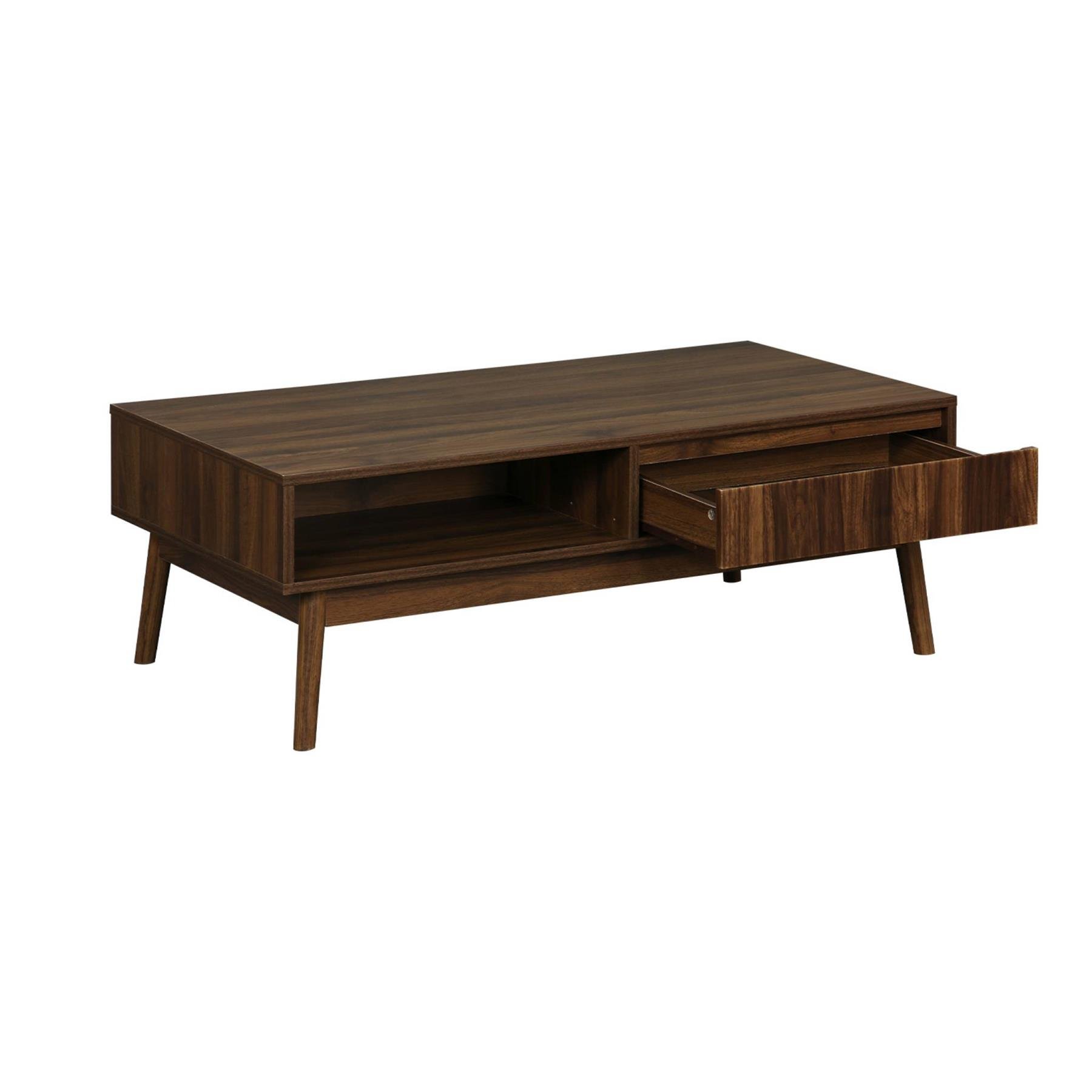 sweeek - Salontafel in walnootkleurig hout, linear, L 110 x B 59 x H