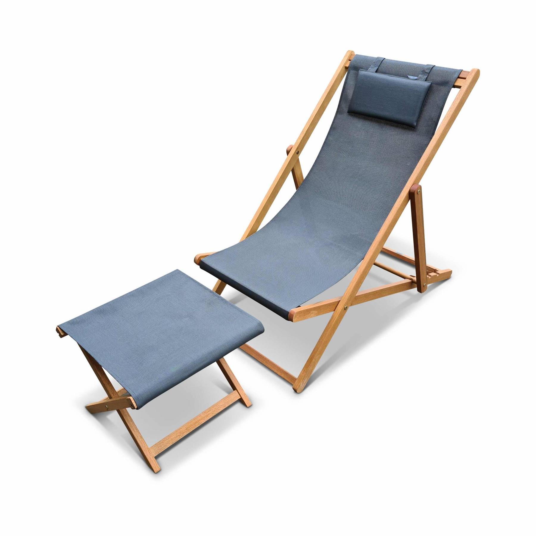 sweeek - 2x houten strandstoelen met voetenbank