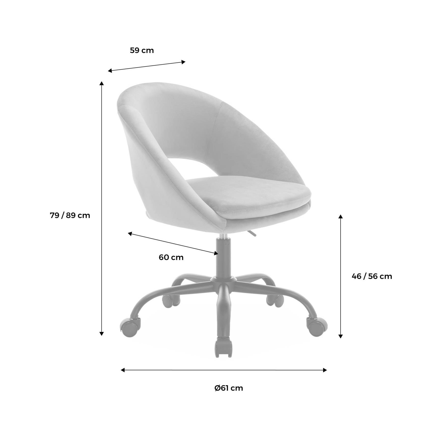 sweeek - Bureaustoel met velours bekleding en metalen wielen
