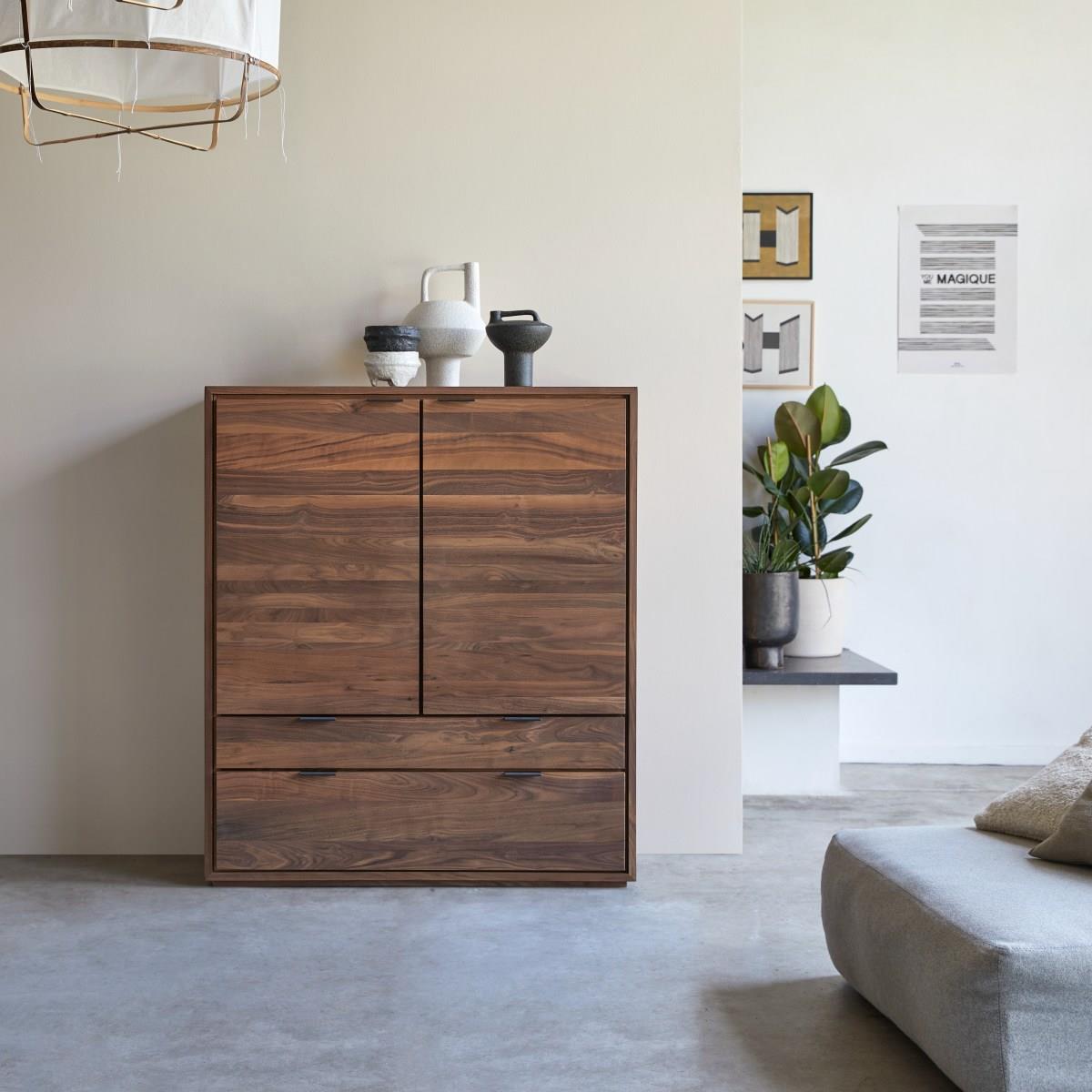 Tikamoon - Senson - Massief notenhouten dressoir 110 cm