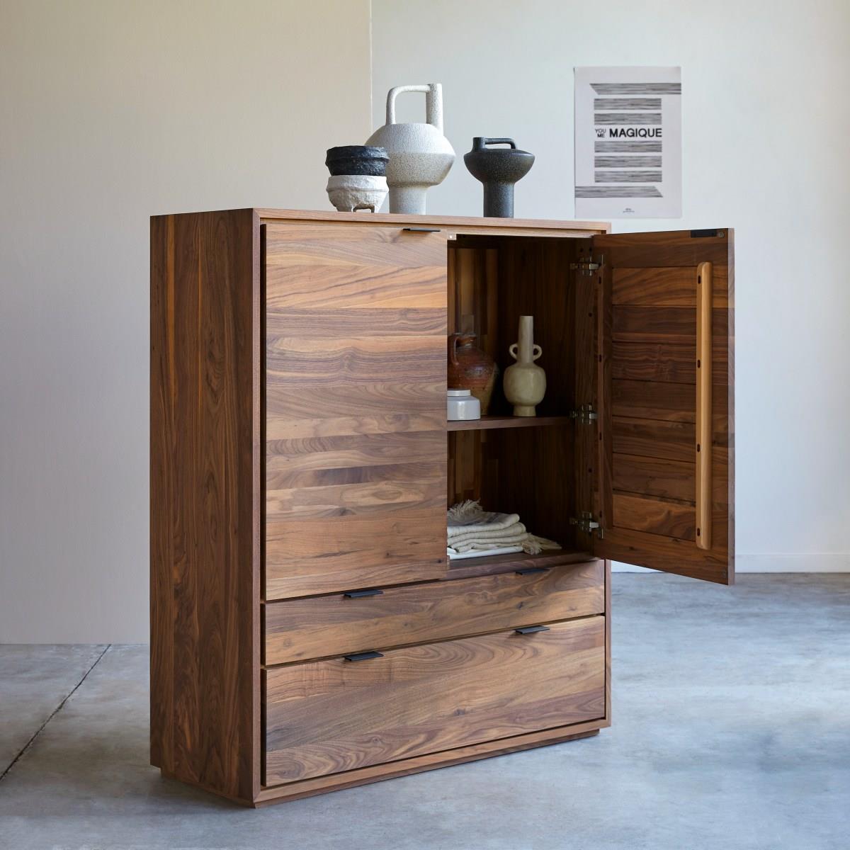 Tikamoon - Senson - Massief notenhouten dressoir 110 cm
