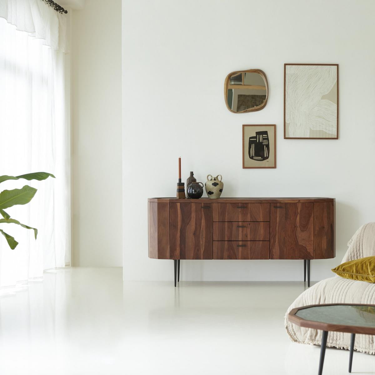 Tikamoon - Jade - Buffet in massief palissander en marmer 175 cm