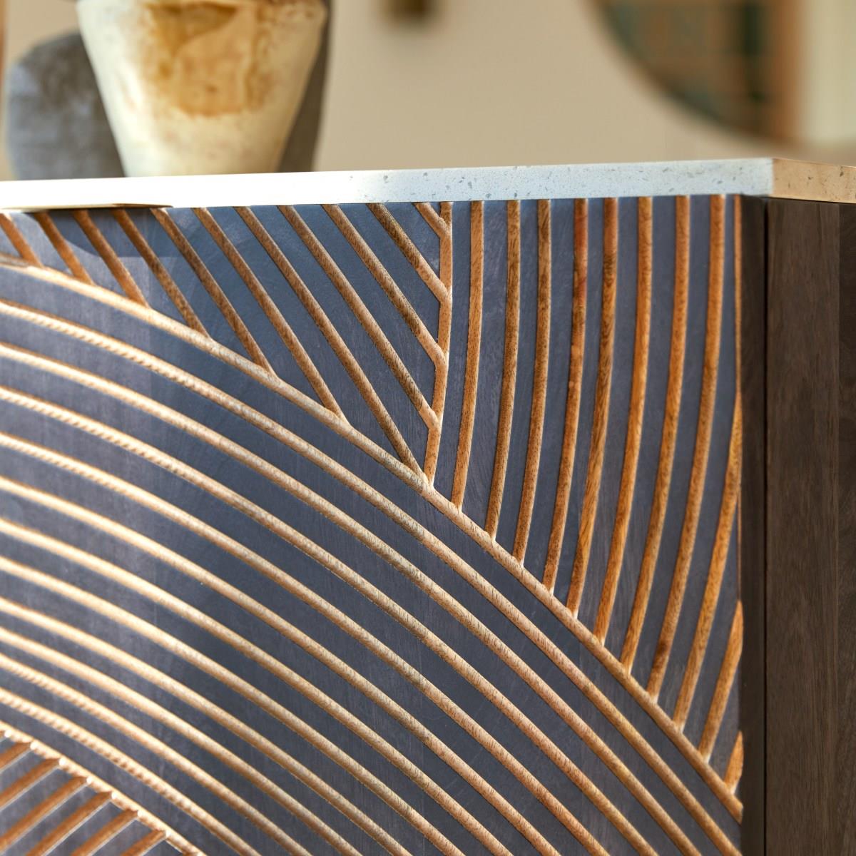 Tikamoon - Bilal - Dressoir van massief mangohout en terrazzo 80 cm