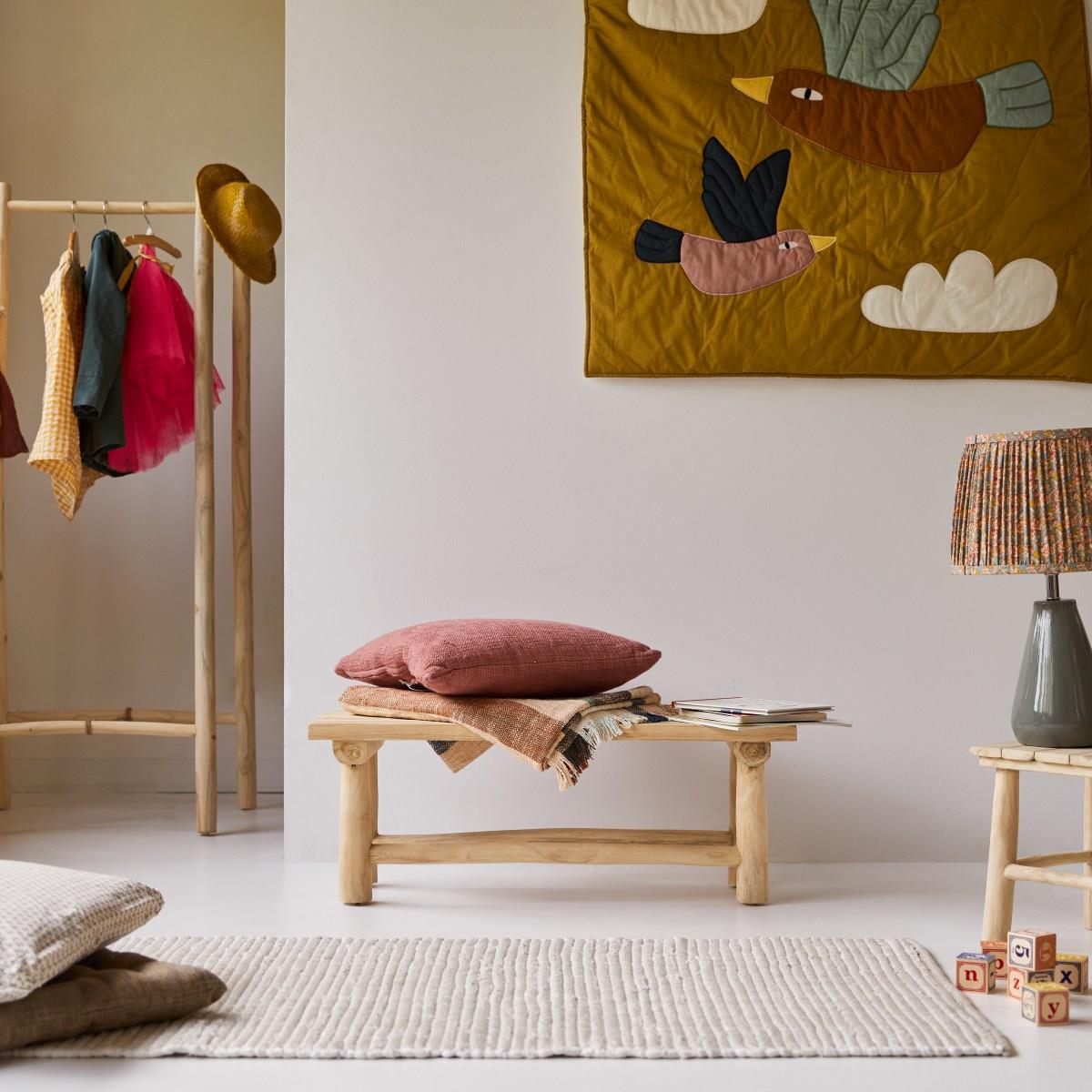 Tikamoon - Kilim - Massief teakhouten decoratief kinderbankje