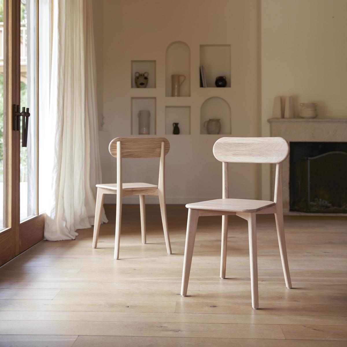 Tikamoon - Abel - Set van 2 massief eiken stoelen