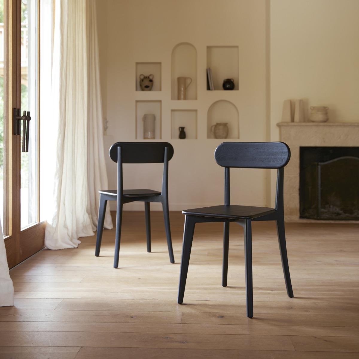 Tikamoon - Set van 2 massief teak stoelen black Abel