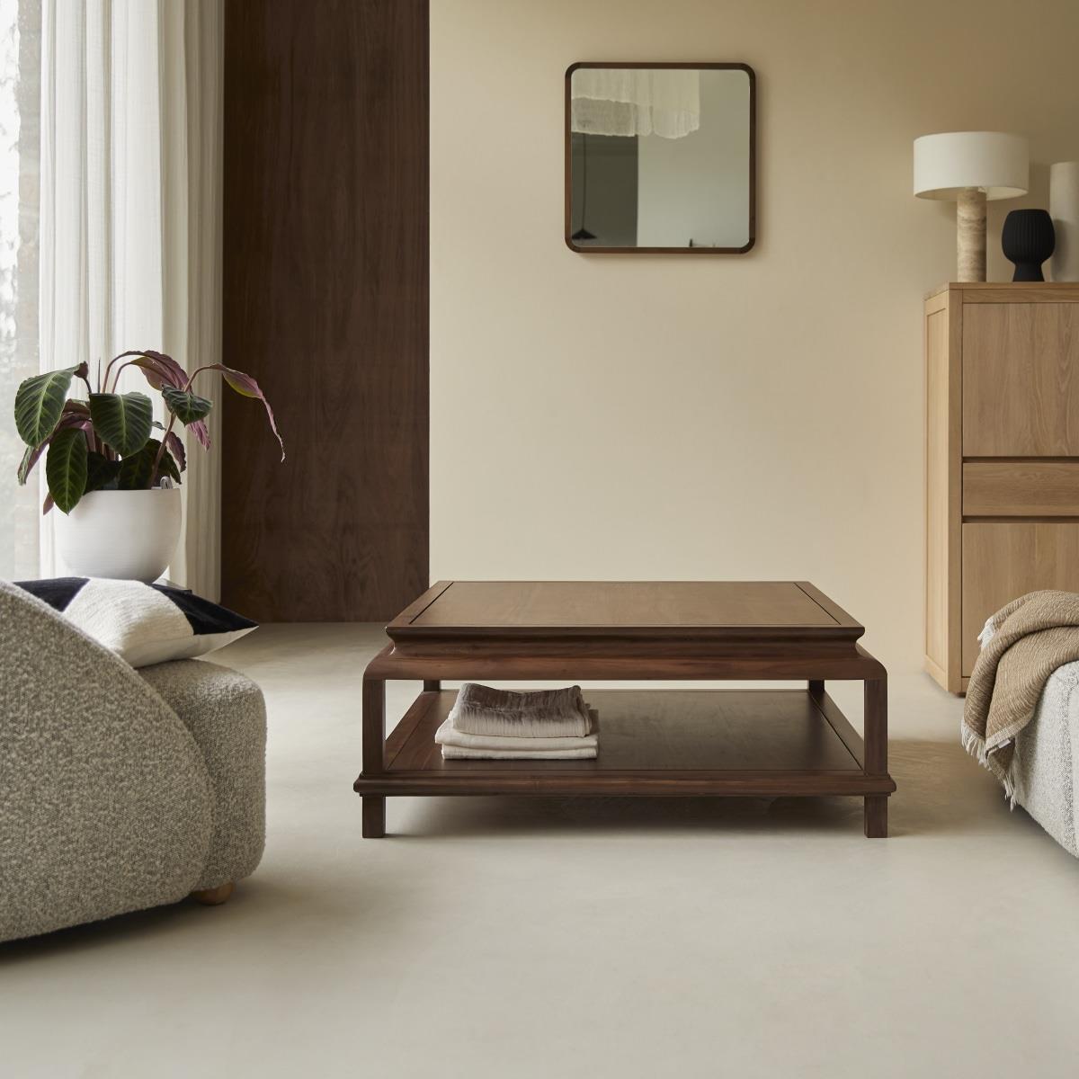 Tikamoon - Vierkante salontafel van massief acacia 103 cm Achille