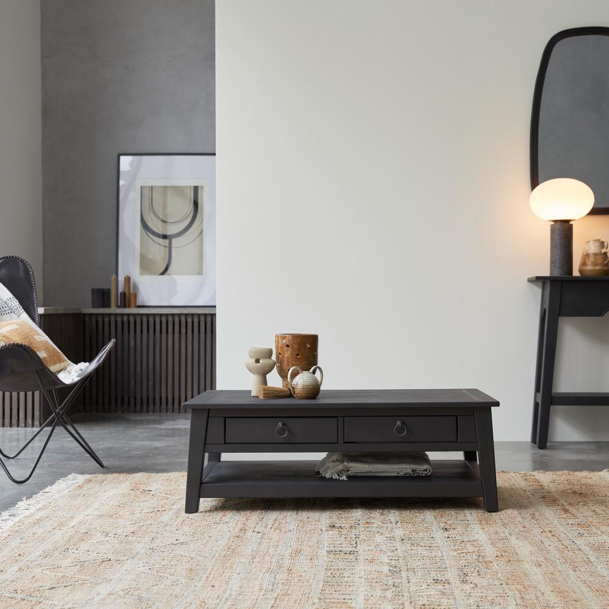 Tikamoon - Thaki Black - Massief grenen salontafel