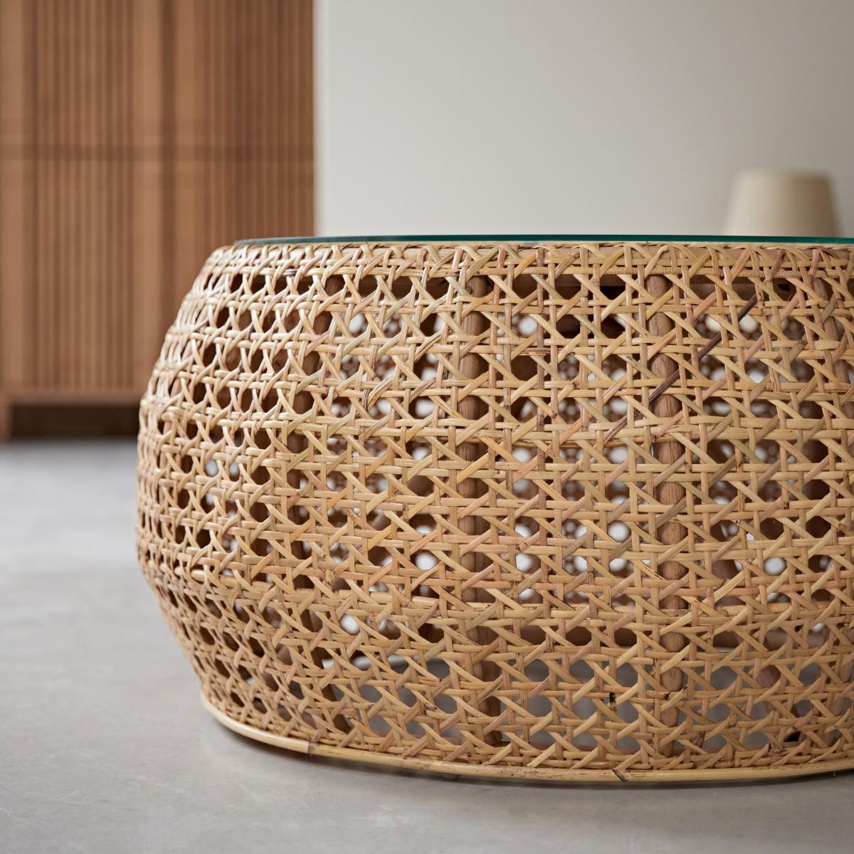 Tikamoon - Esther - Salontafel van gevlochten rotan