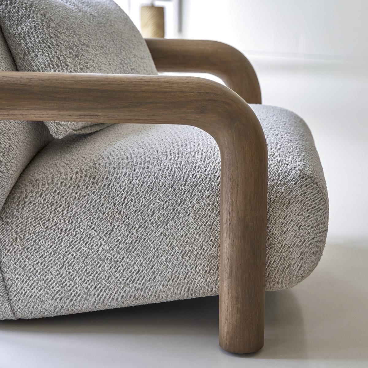 Tikamoon - Nina - Lage fauteuil in massief mindihout en ecru stof