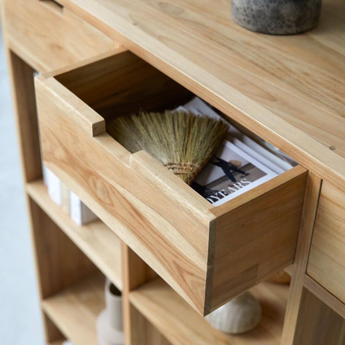 Tikamoon - Miho - Lage boekenkast van massief teakhout