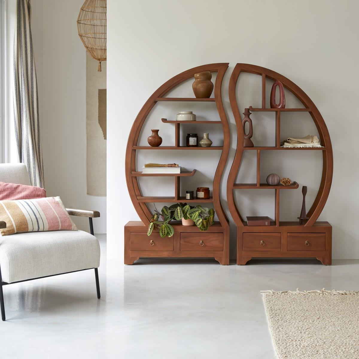 Tikamoon - Ying Yang - Massief teakhouten boekenkast