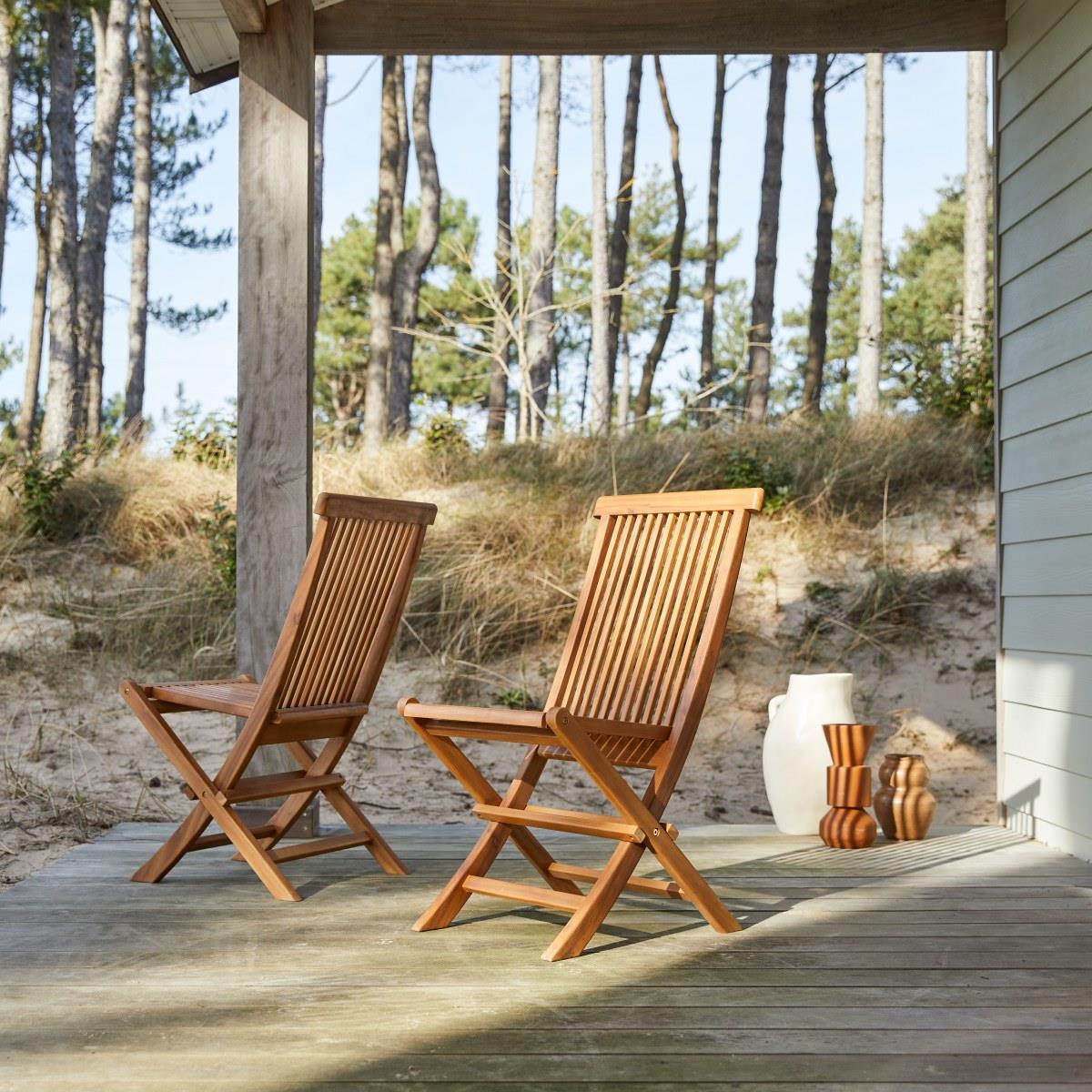 Tikamoon - Capri - Set van 2 massief acaciahouten tuinstoelen