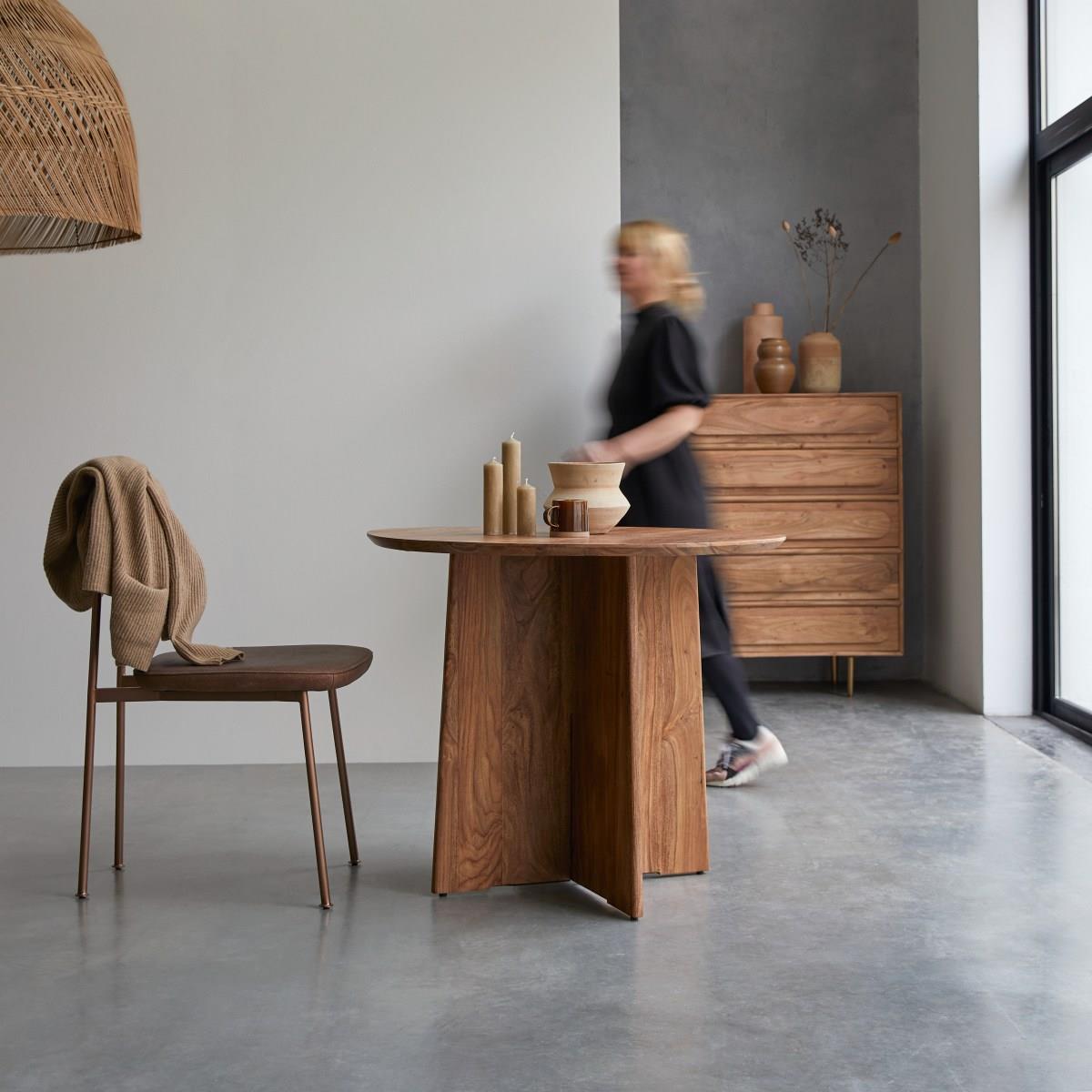 Tikamoon - Anja - Ronde tafel van massief palissander voor 4 personen