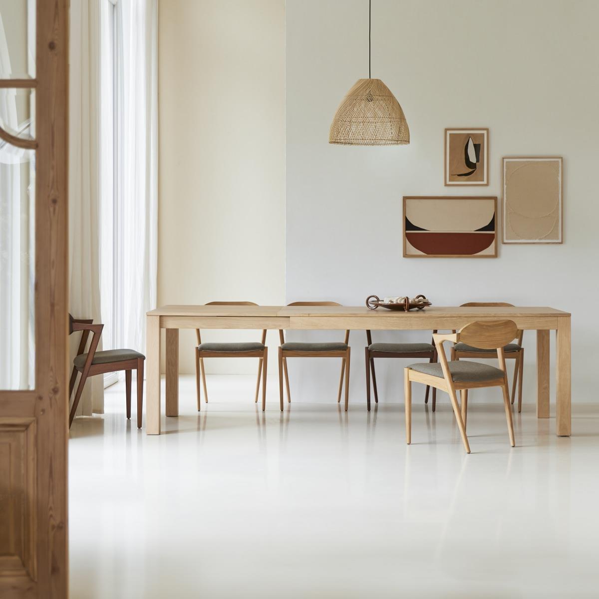 Tikamoon - Uitschuifbare tafel in massief eikenhout 180x90 Eden