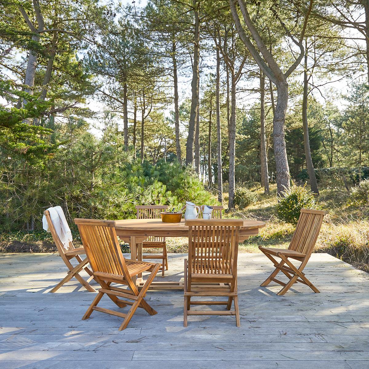 Tikamoon - Capri - Massief acaciahouten tuinset 6 stoelen