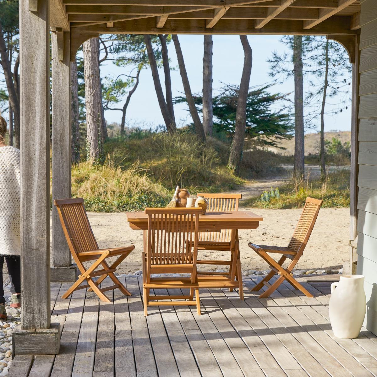 Tikamoon - Capri - Massief acaciahouten tuinset 4 stoelen