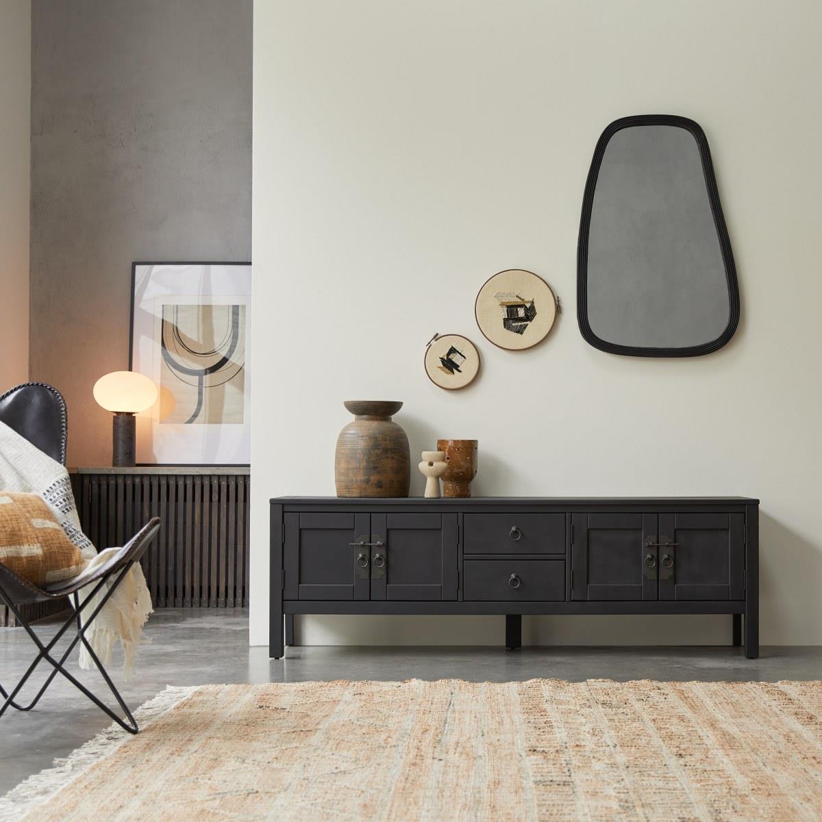 Tikamoon - Thaki Black - Massief grenen tv-meubel 170 cm