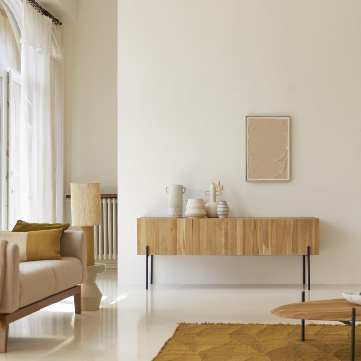 Tikamoon - Honorine - Massief teakhouten hoog tv-meubel 170 cm