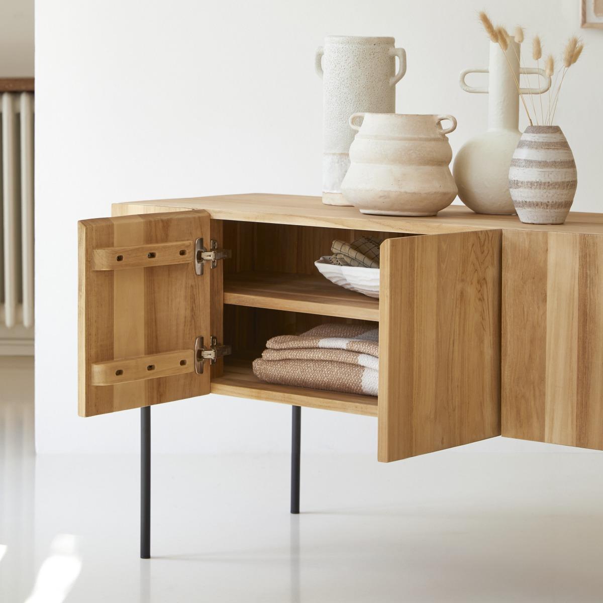 Tikamoon - Honorine - Massief teakhouten hoog tv-meubel 170 cm