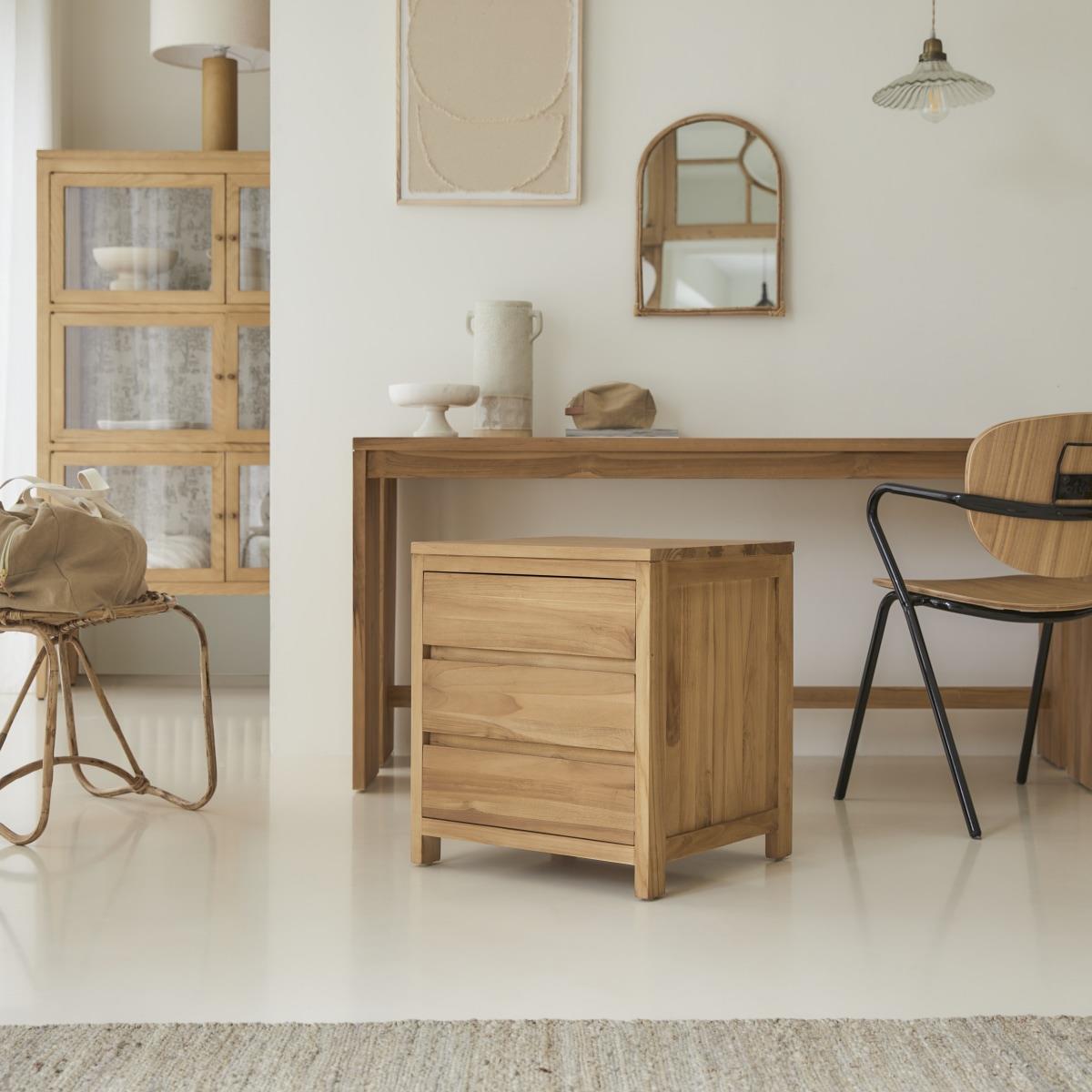 Tikamoon - Eden - Bureau van massief teak met opbergkastje