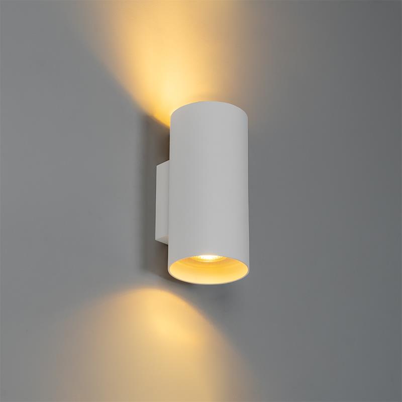 QAZQA Design wandlamp wit rond 2-lichts - Sab