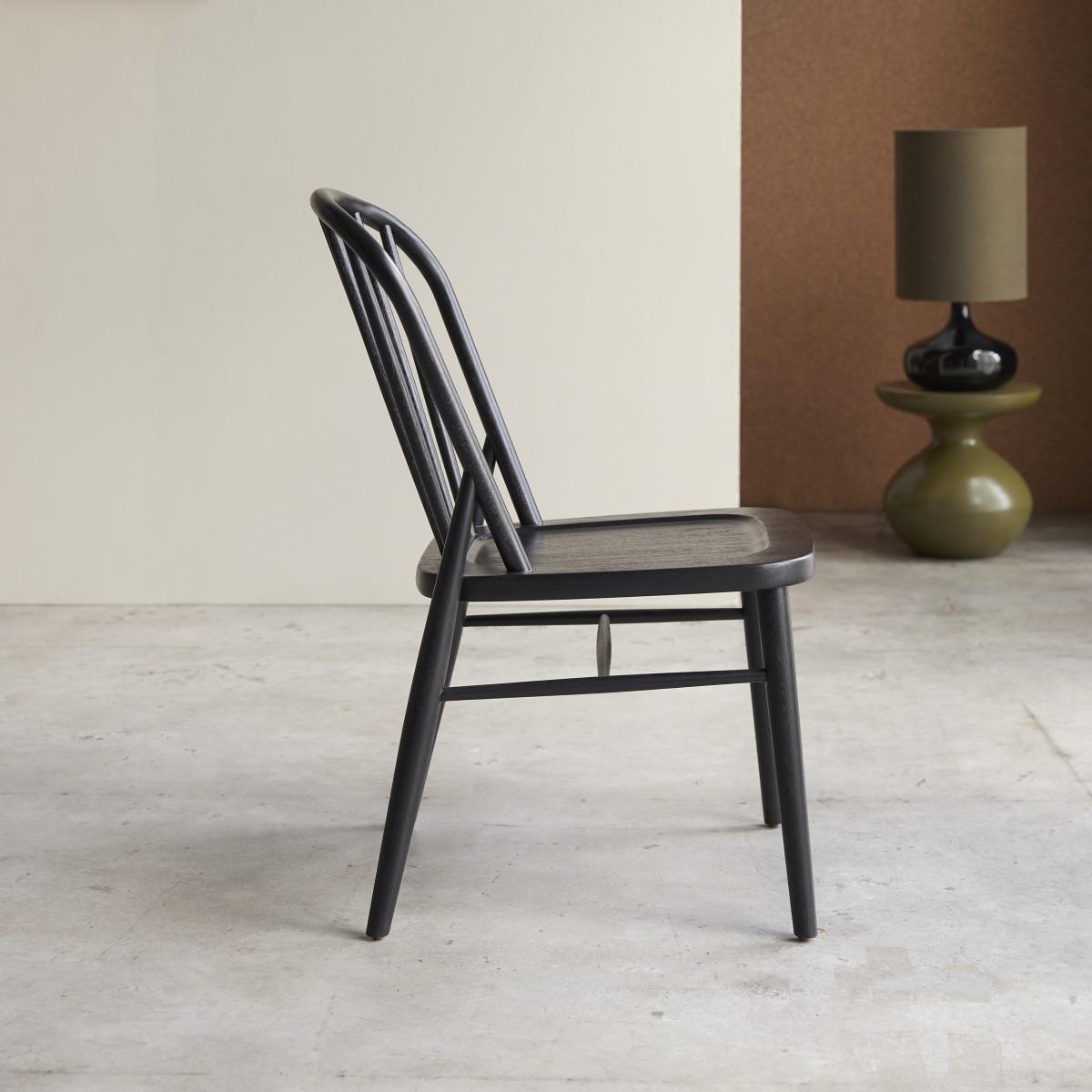 Tikamoon - Set van 2 stoelen met spijlen in zwart massief acaciahout