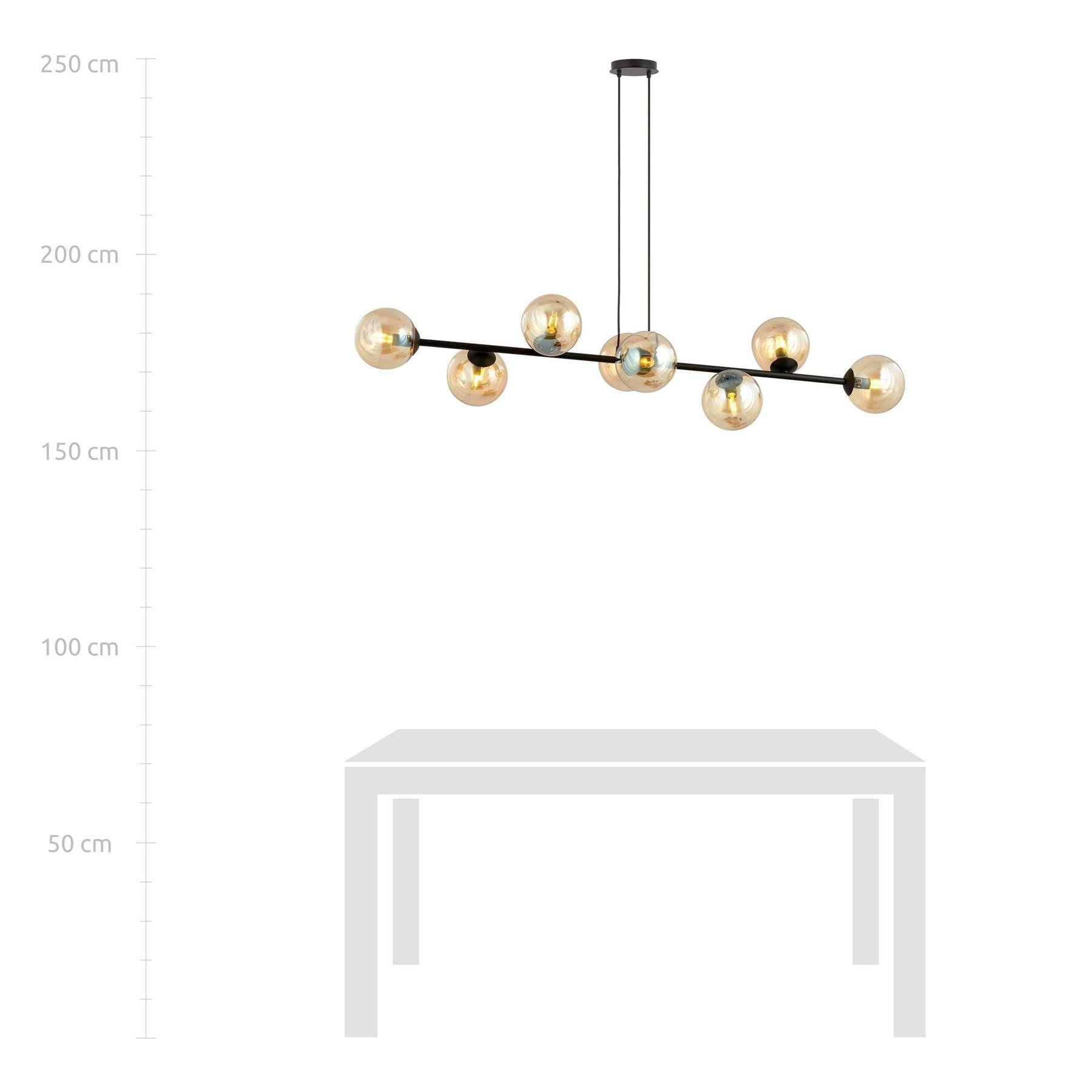 NADUVI Collection Zwarte hanglamp eettafel Valentino 8-lichts