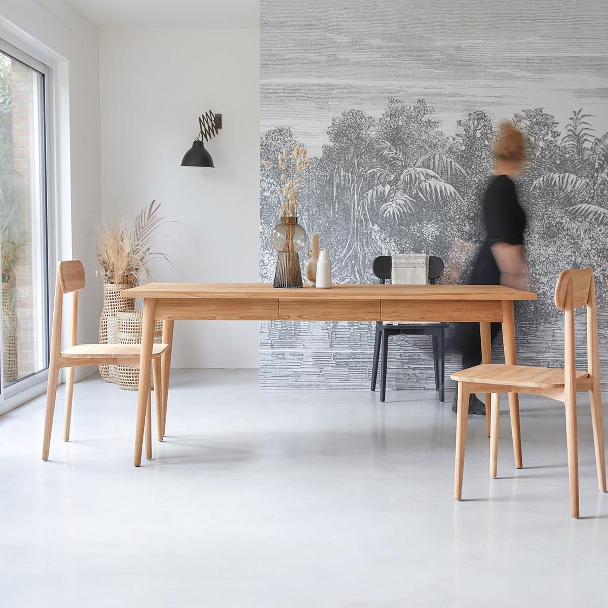 Tikamoon - Jonàk - Massief teakhouten eettafel voor 6|8 personen.