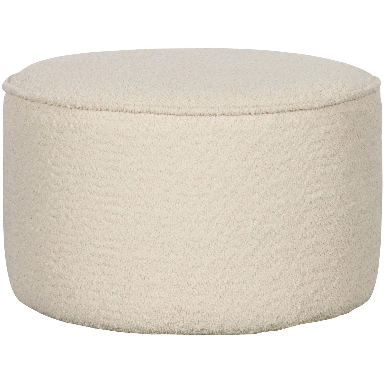 WOOOD Sara Poef Laag - Bouclé - Creme - 36xØ60cm