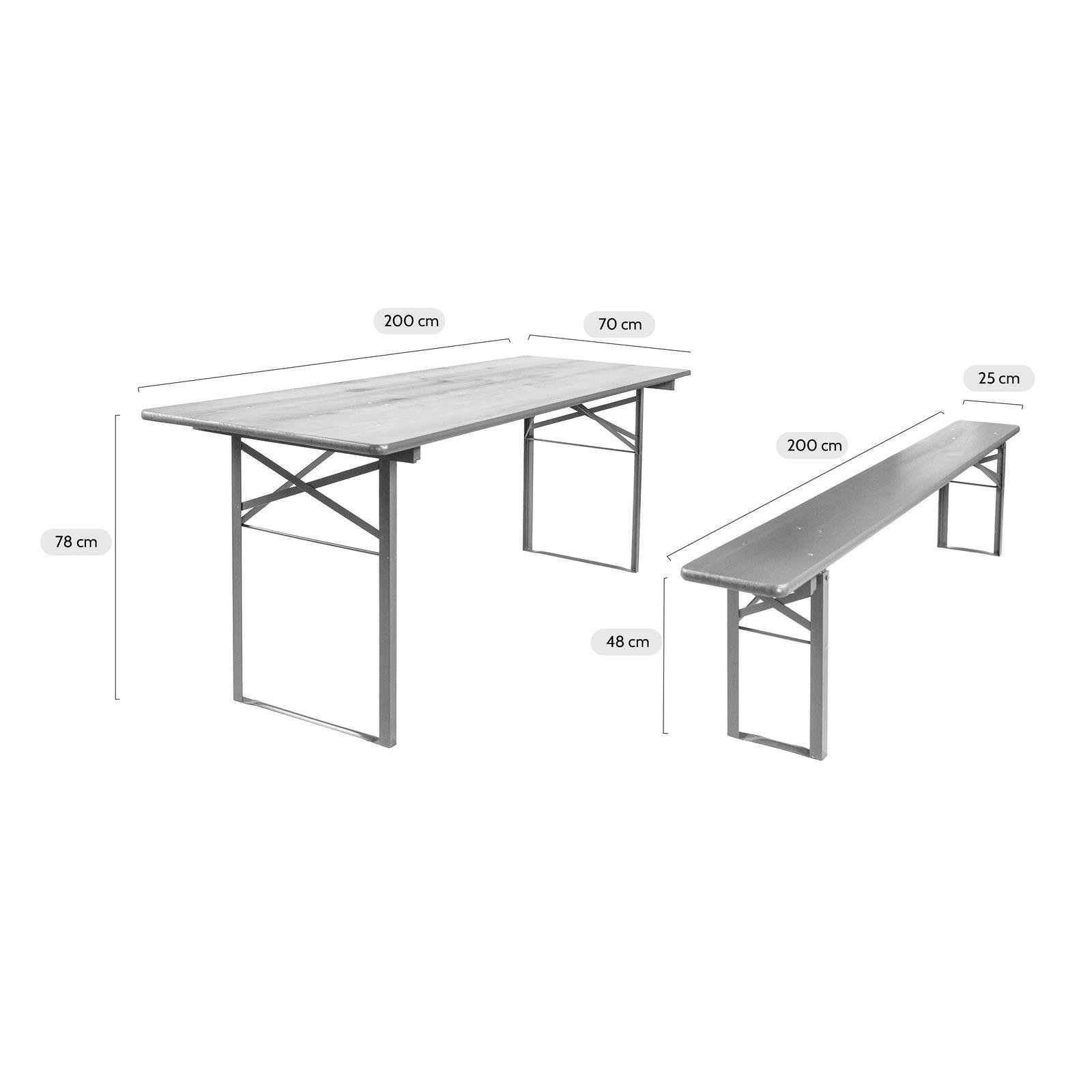 inklapbare bierset Berlijn 200 cm zwart