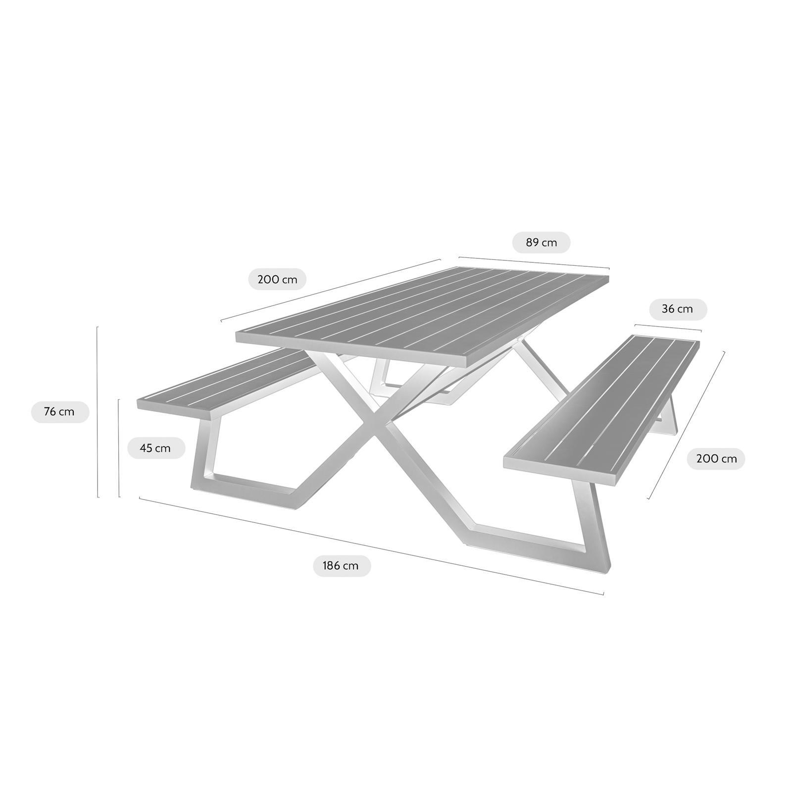 Aluminium picknicktafel Dex 200 cm olijfgroen