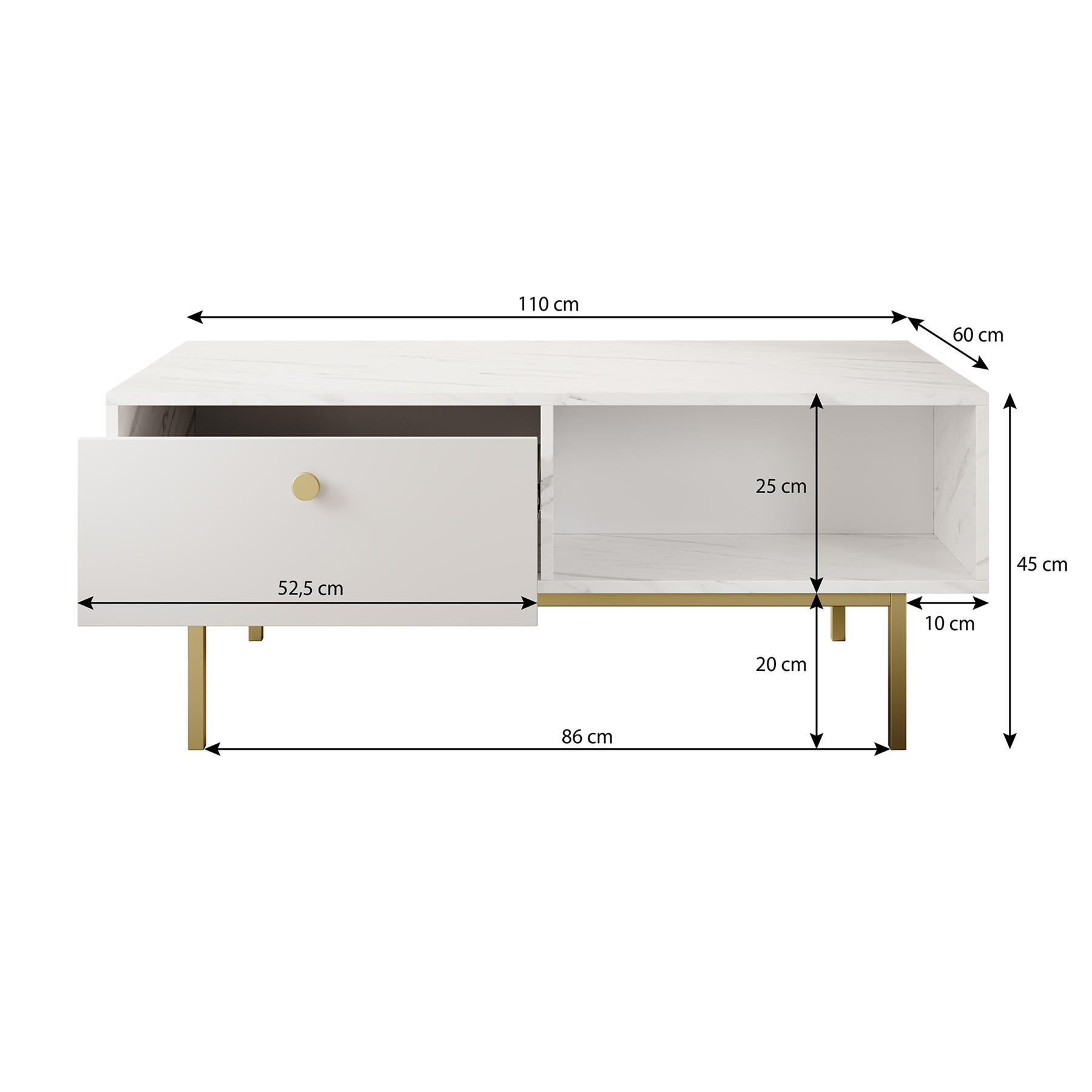 Meubella Salontafel Frazer - Zwart marmerlook - 110 cm