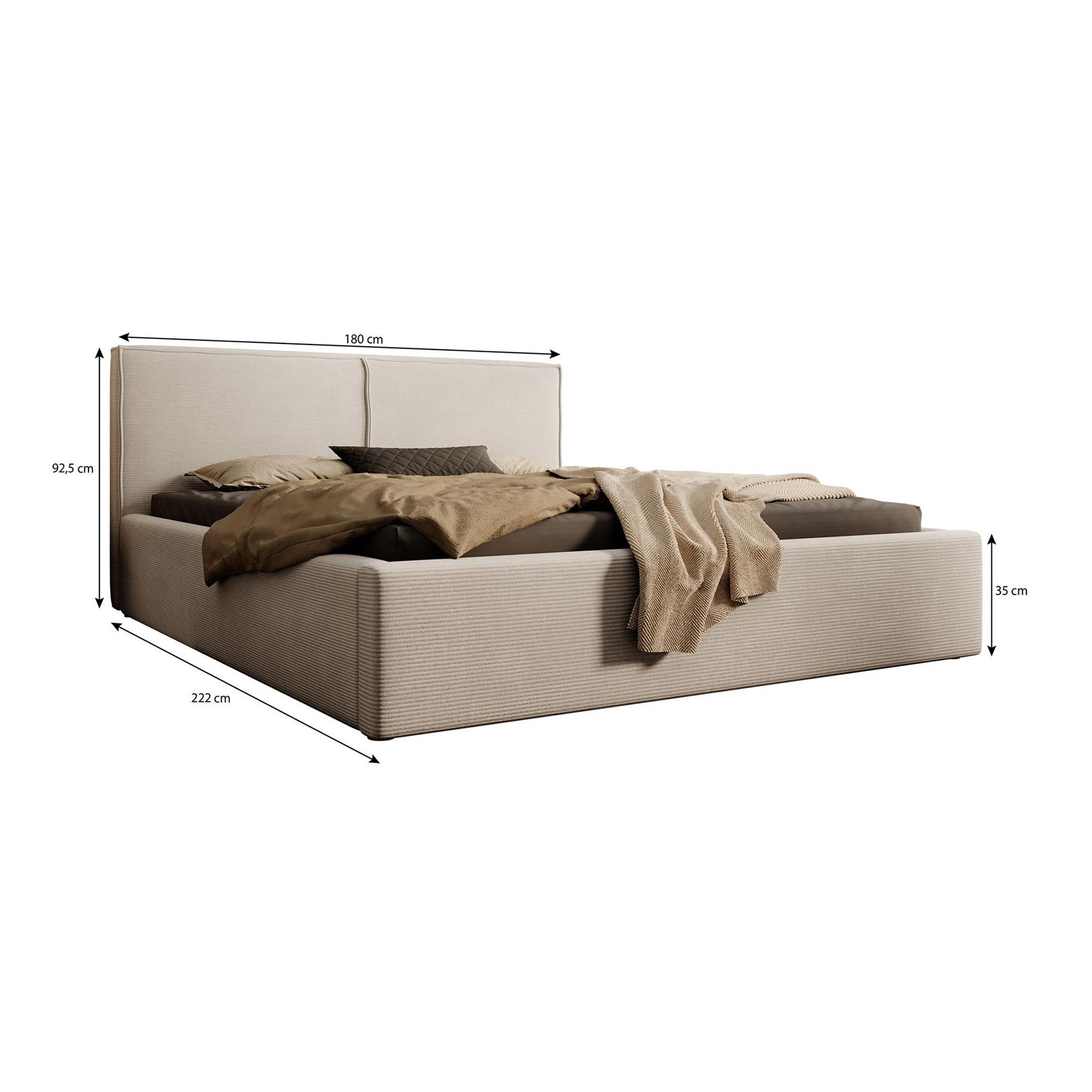 Meubella Tweepersoonsbed Infinity - Beige ribstof - 160x200 cm