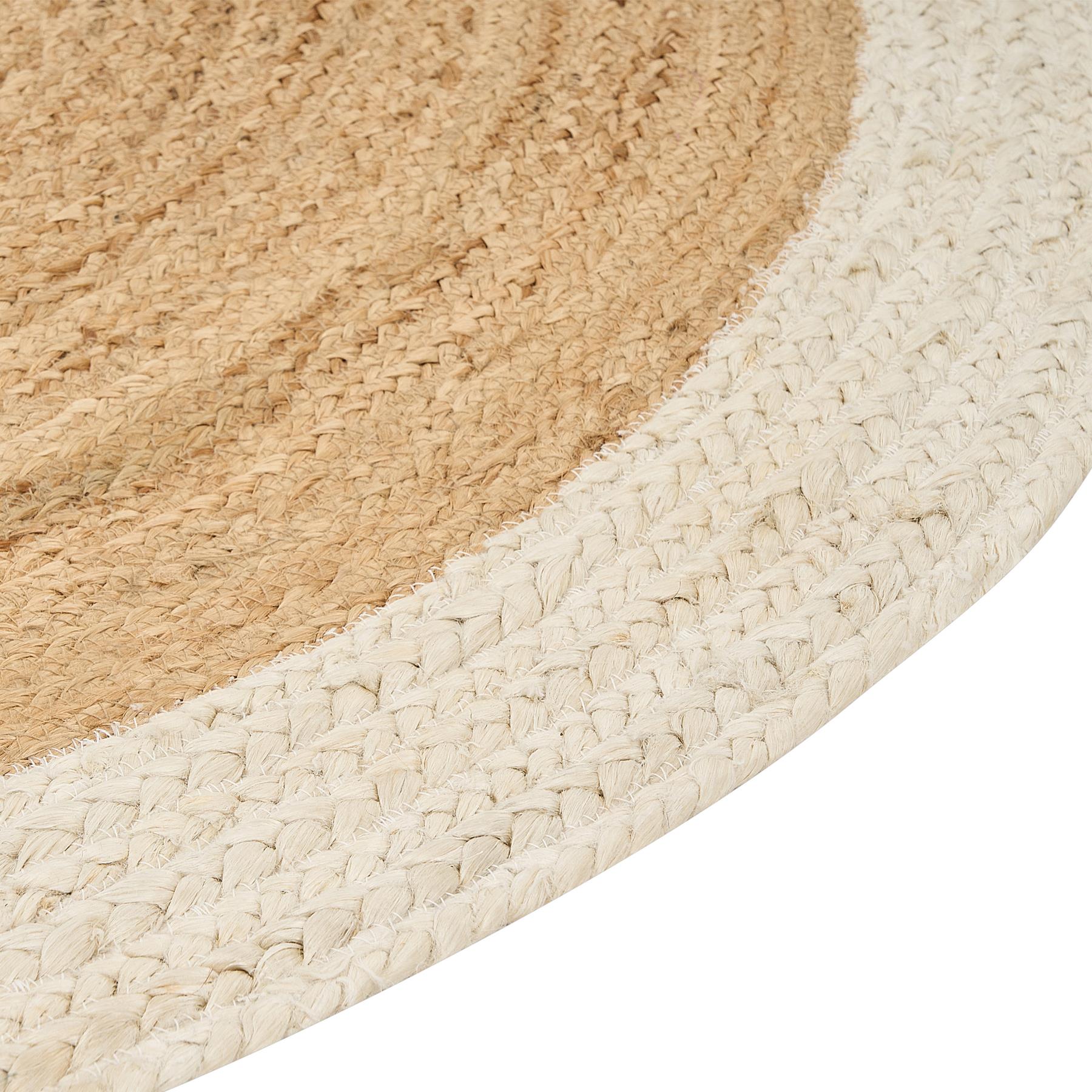 Beliani - YAYALAR - Laagpolig vloerkleed - Beige|Wit - ø 140 cm - Jute