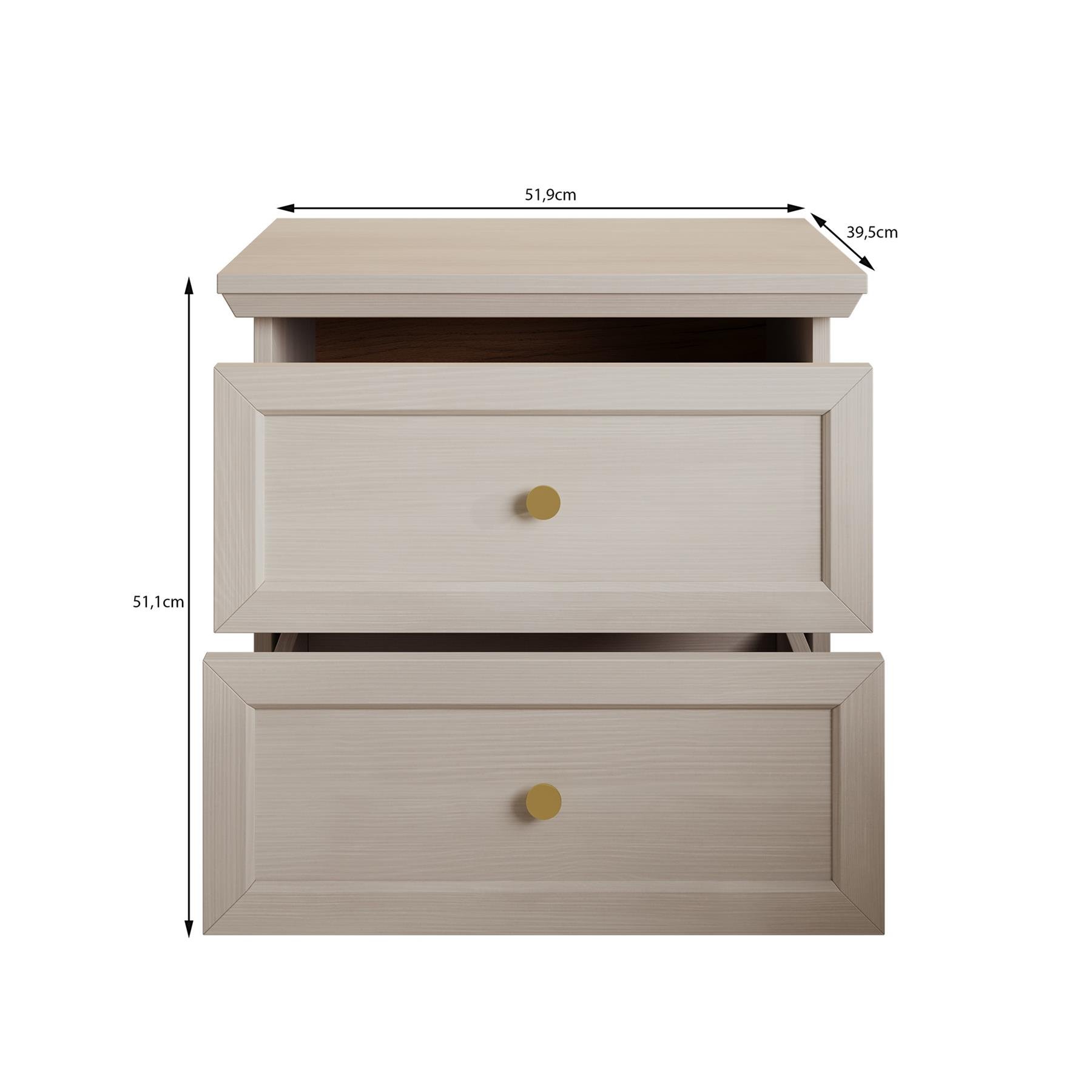 Meubella Nachtkastje Leroy - Zwart eiken - 52 cm