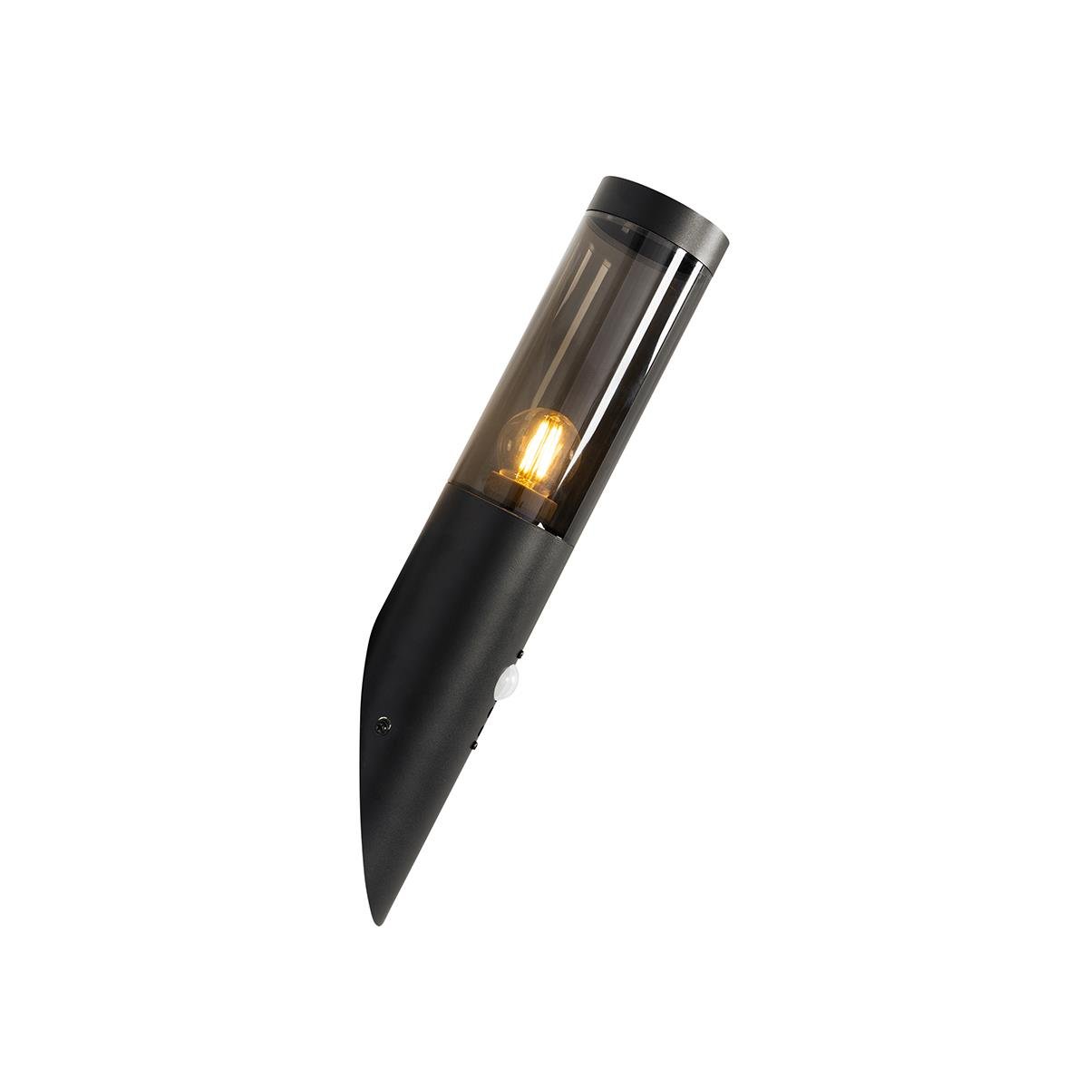 QAZQA Moderne buiten wandlamp zwart met bewegingssensor IP44 - Rox