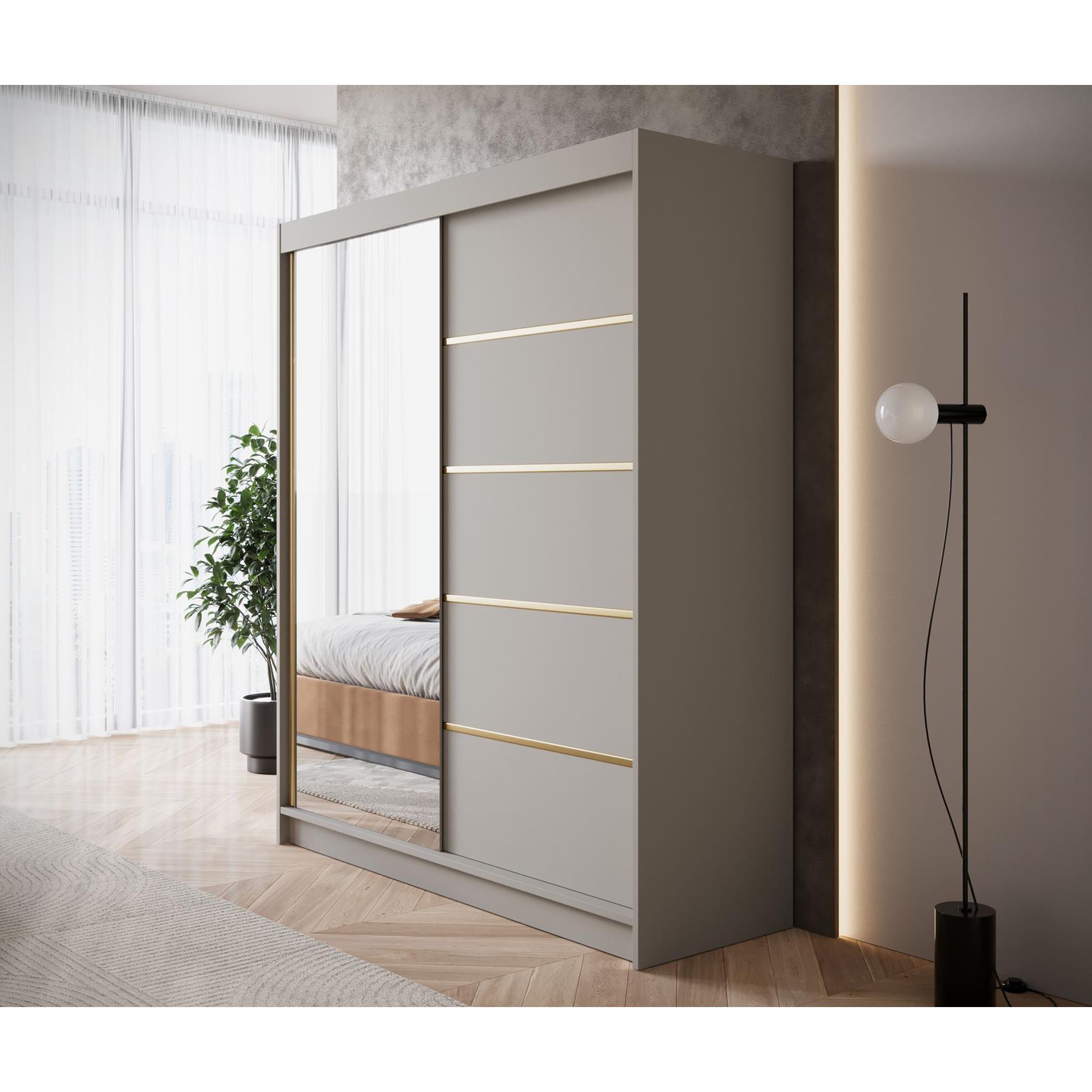 Meubella Kledingkast Eagle - Beige - 180 cm - Met spiegel