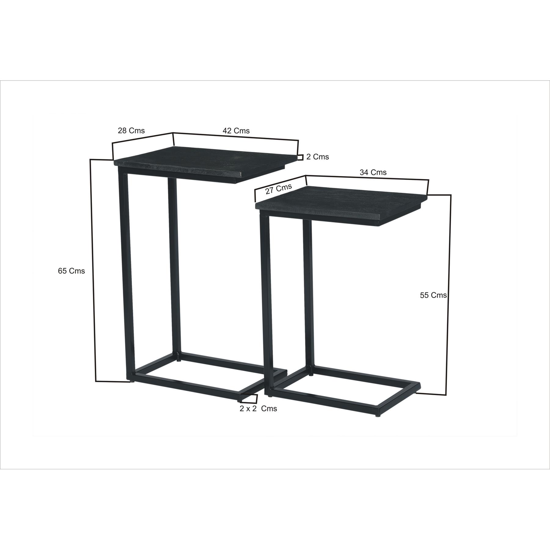 Livingfurn - Laptoptafel Rechthoek - Zwart Mangohout - Set Van 2
