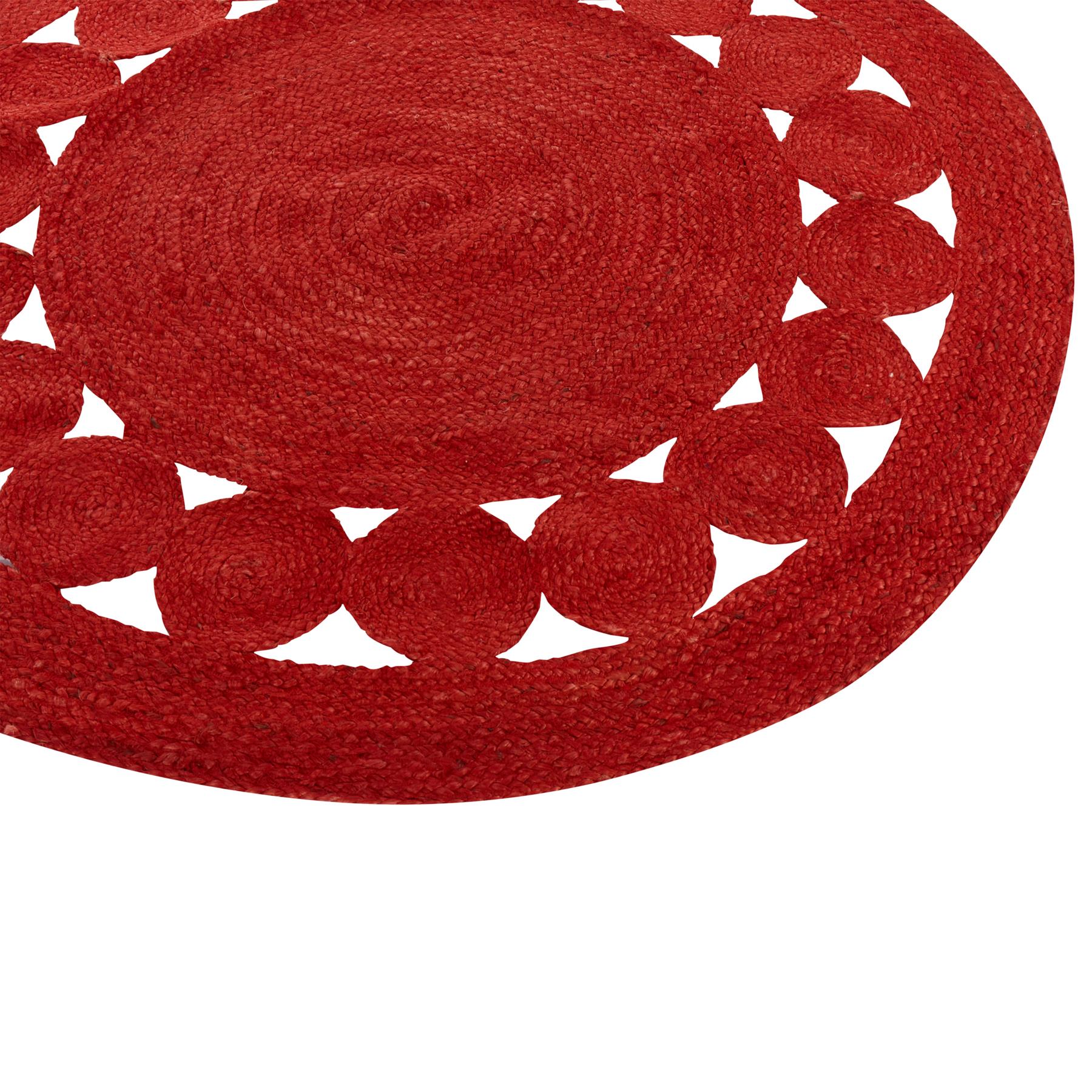 Beliani - KOYUNLU - Laagpolig vloerkleed - Rood - ø 120 cm - Jute