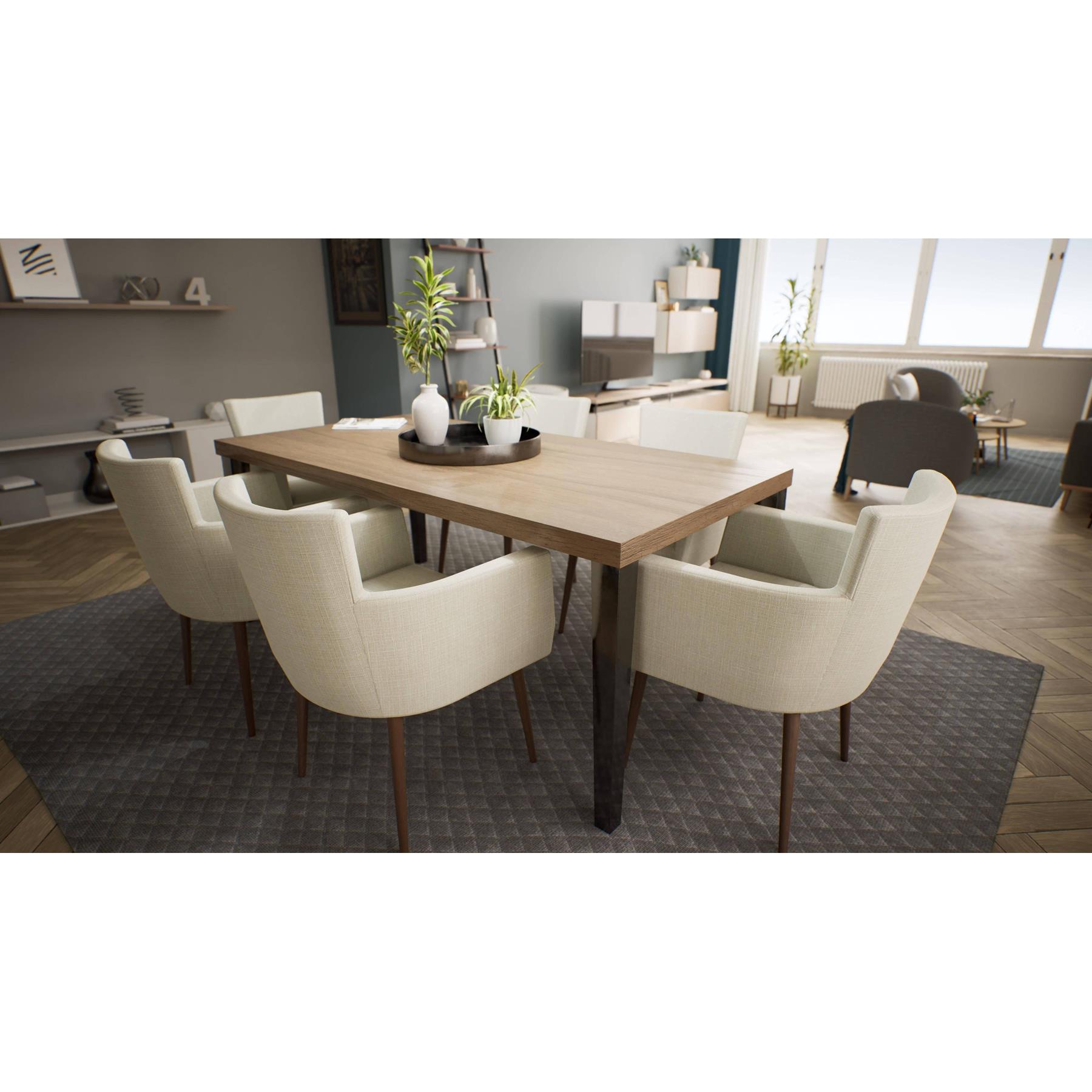 NADUVI Collection Set van 4 eetkamerstoelen Billie linnen