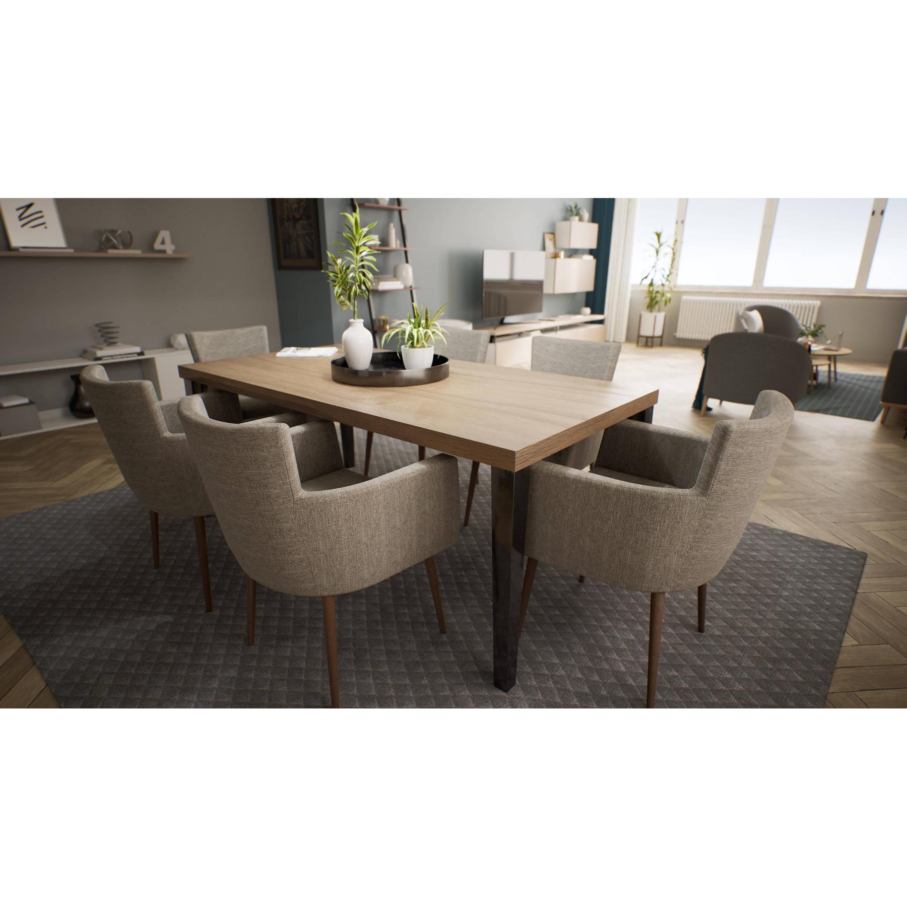 NADUVI Collection Set van 4 eetkamerstoelen Billie linnen