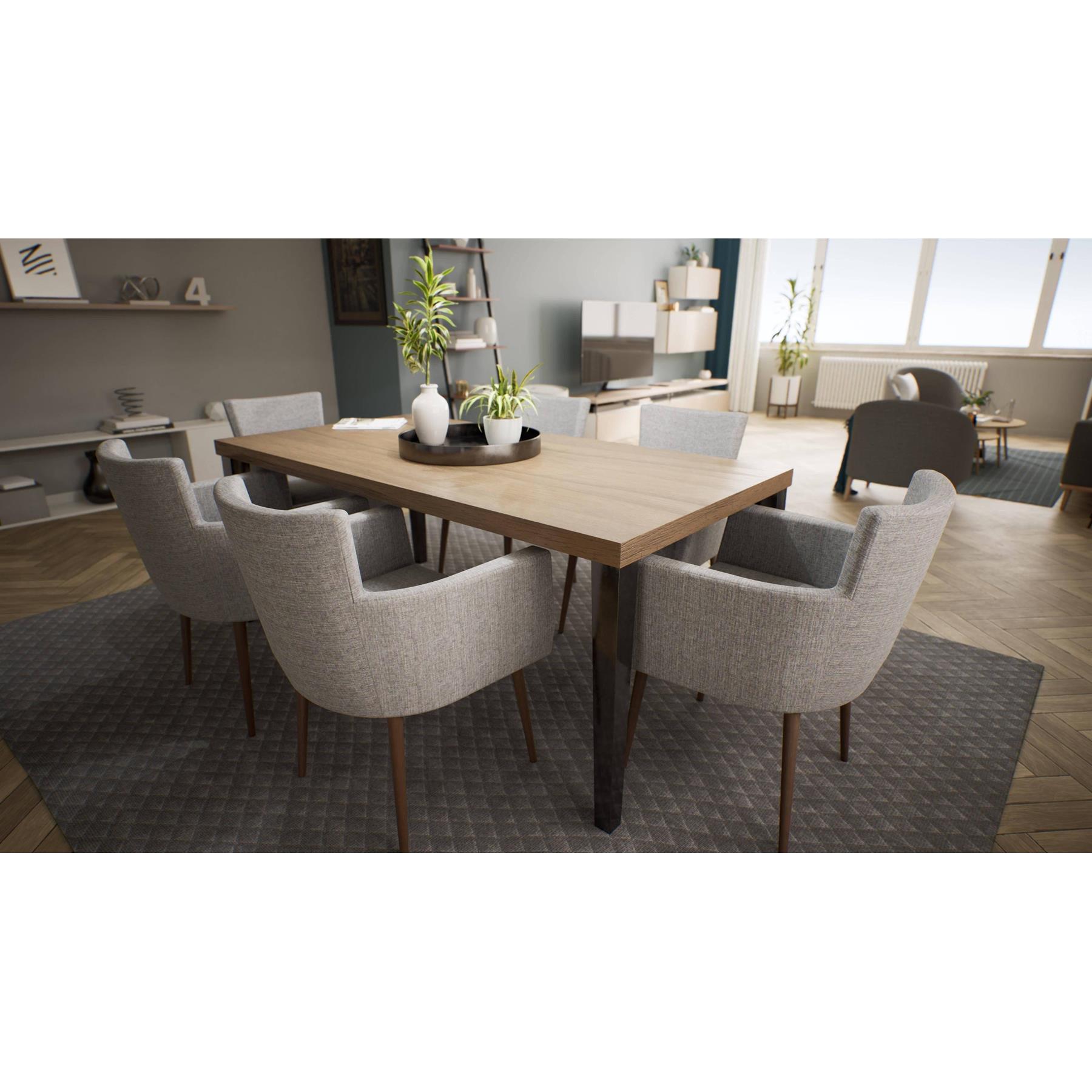 NADUVI Collection Set van 2 eetkamerstoelen Billie linnen