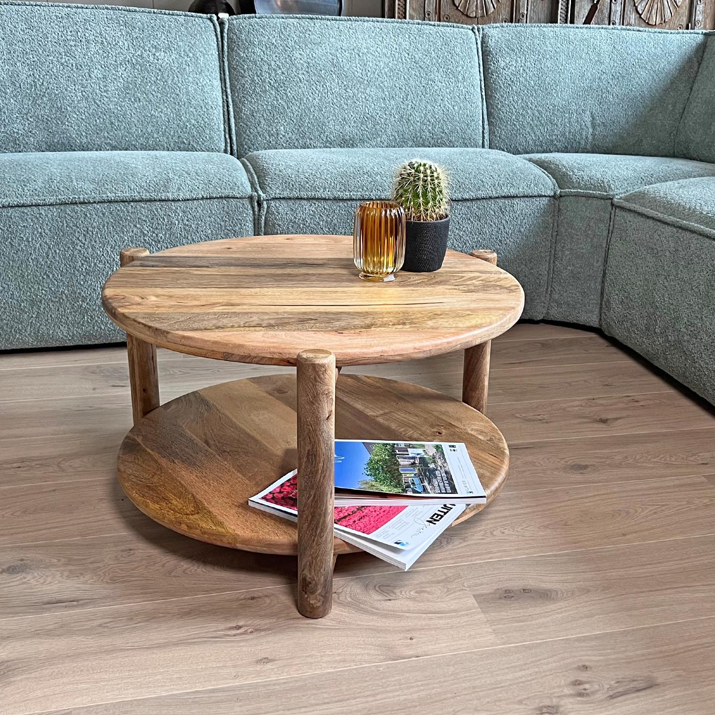 Old Inn - Mango salontafel naturel rond 65 cm