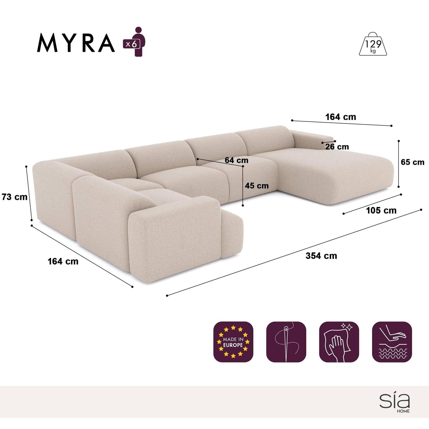 Panorama bank, recht, fluweel met beige patroon