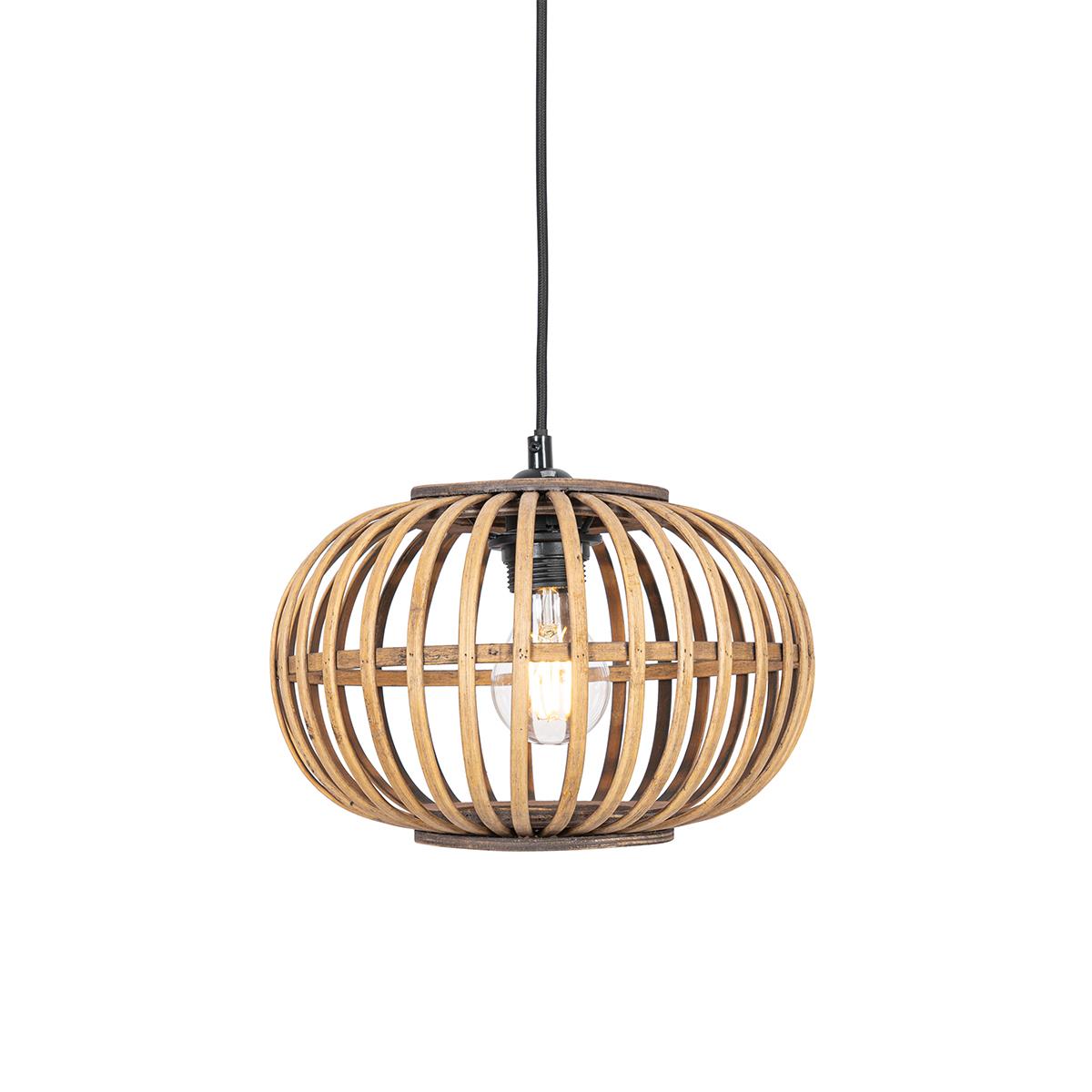 QAZQA Oosterse hanglamp bamboe 3-lichts langwerpig - Amira