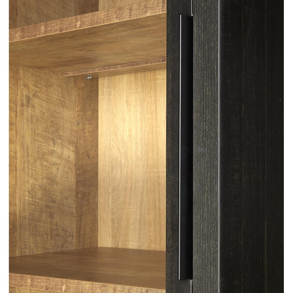 Vitrinekast Zwanenburg Antraciet|Hout - Naturel|Zwart MDF