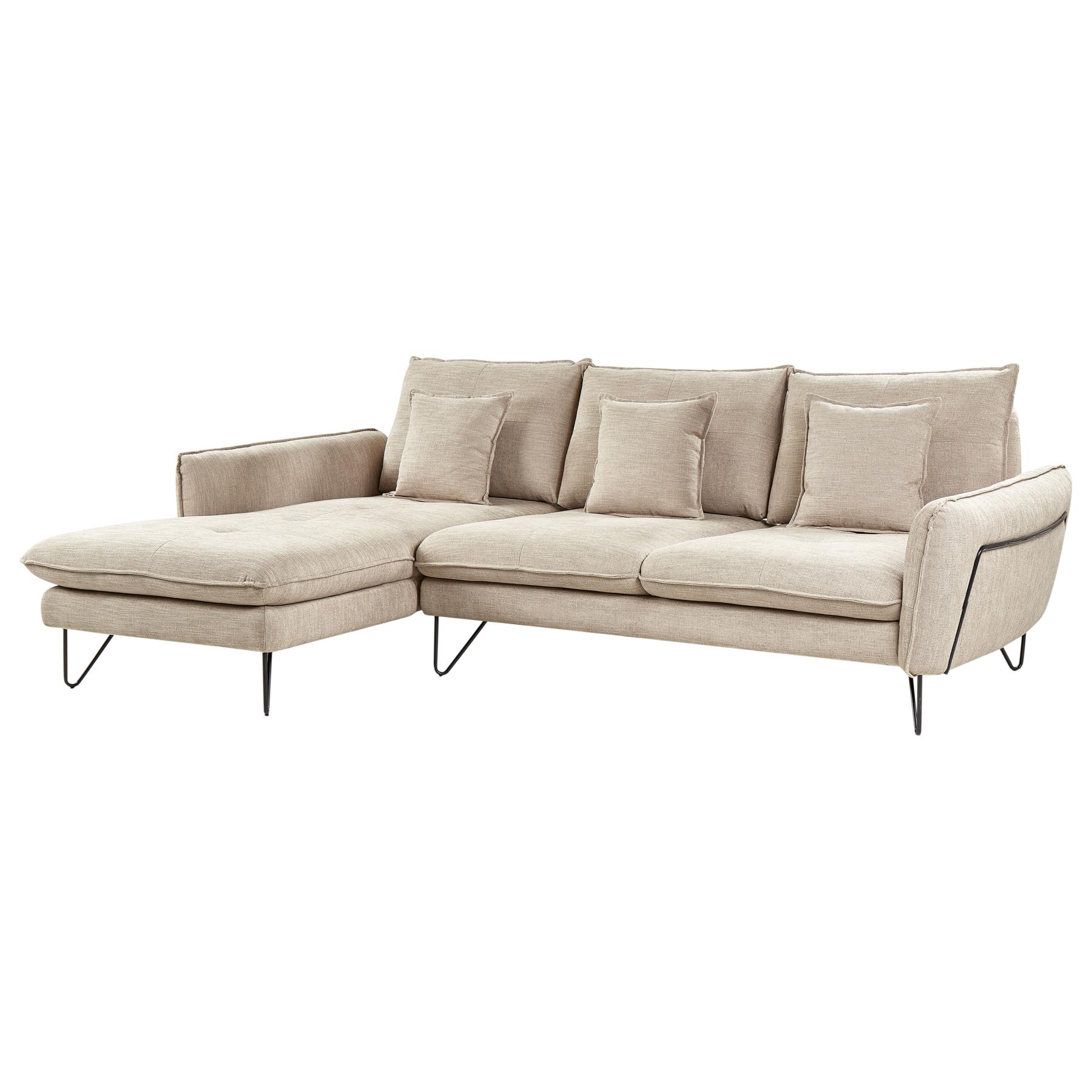 Beliani - SERSAN - Hoekbank - Beige - Rechtszijdig - Chenille
