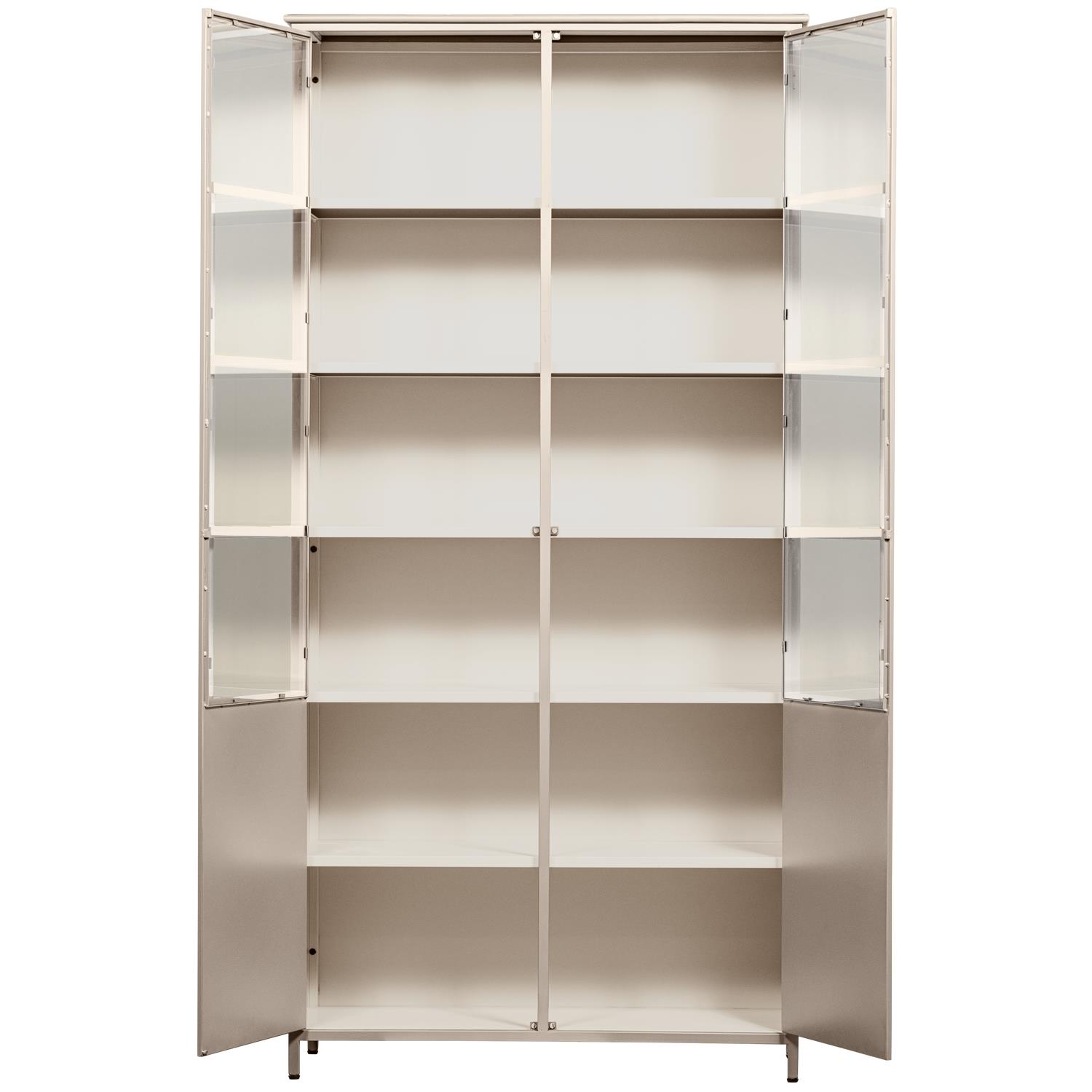 WOOOD 2-deurs vitrinekast XL Exhibit - Metaal - Zand - 200x99x44 cm